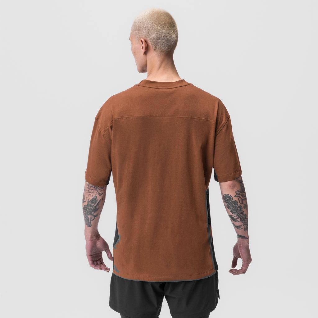 0779. Supima® Mesh Panel Oversized Tee - Rust Product Image