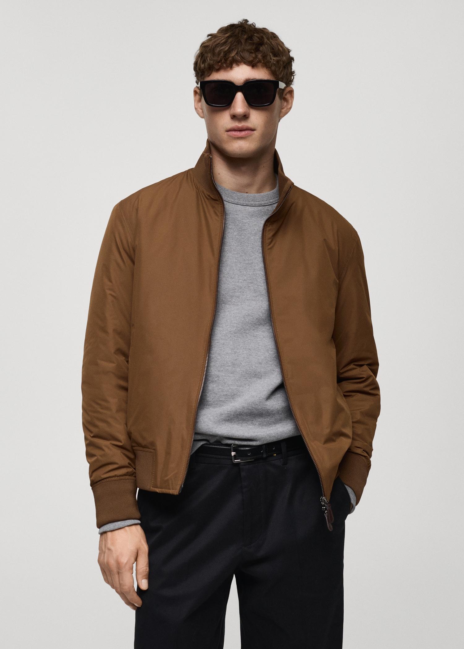 Water-repellent quilted bomber jacket - Men | MANGO USA Product Image