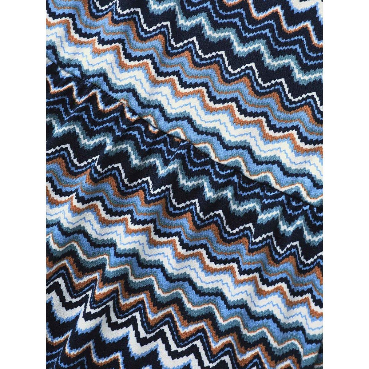 Plus Size Contrast Striped Crew Neck Midi Knit Dress Aegean Women Casual Contrast Knit Dresses Bloomchic 22-24/3X Product Image