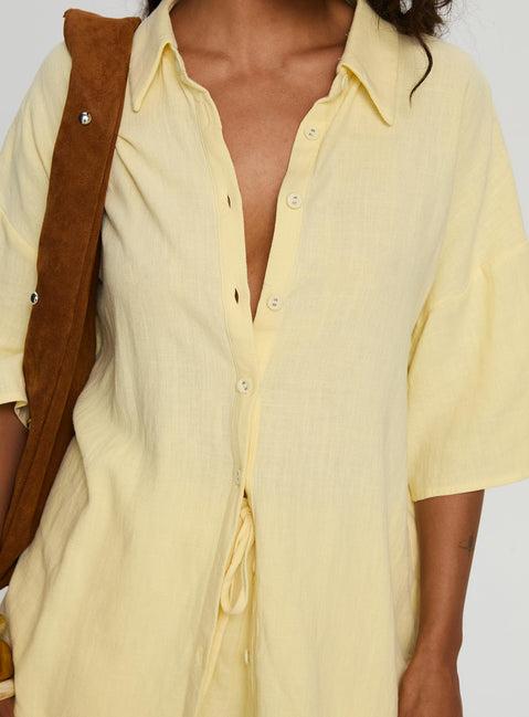 Peni Linen Button Down Top Yellow Product Image