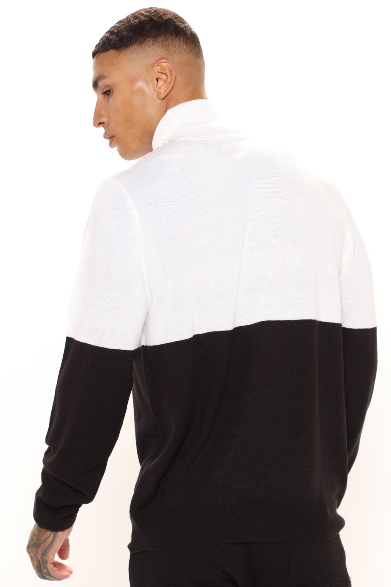 DeAngelo Colorblocked Turtleneck Sweater - Black/White Male Product Image