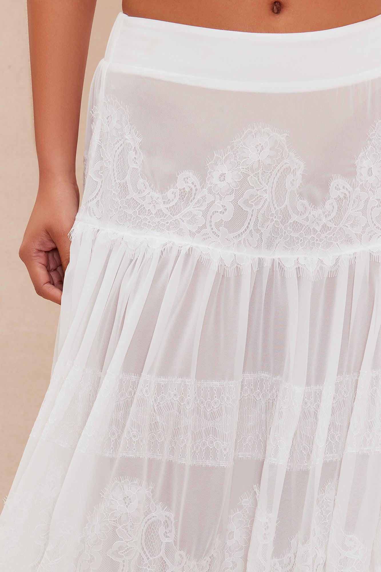 Odette Lace Maxi Skirt - White Product Image