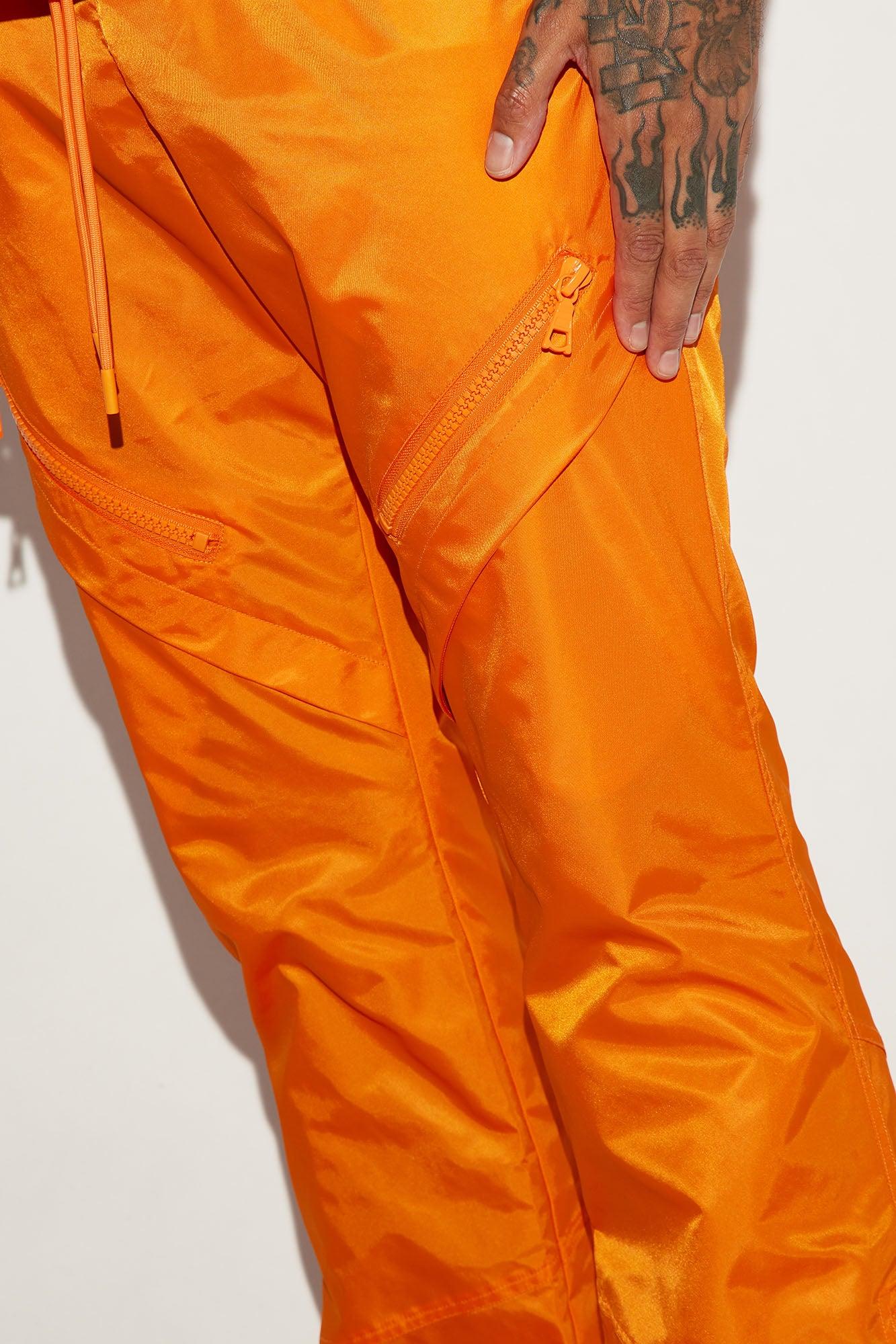 Play The Track Stacked Slim Flare Nylon Pants - Orange Product Image