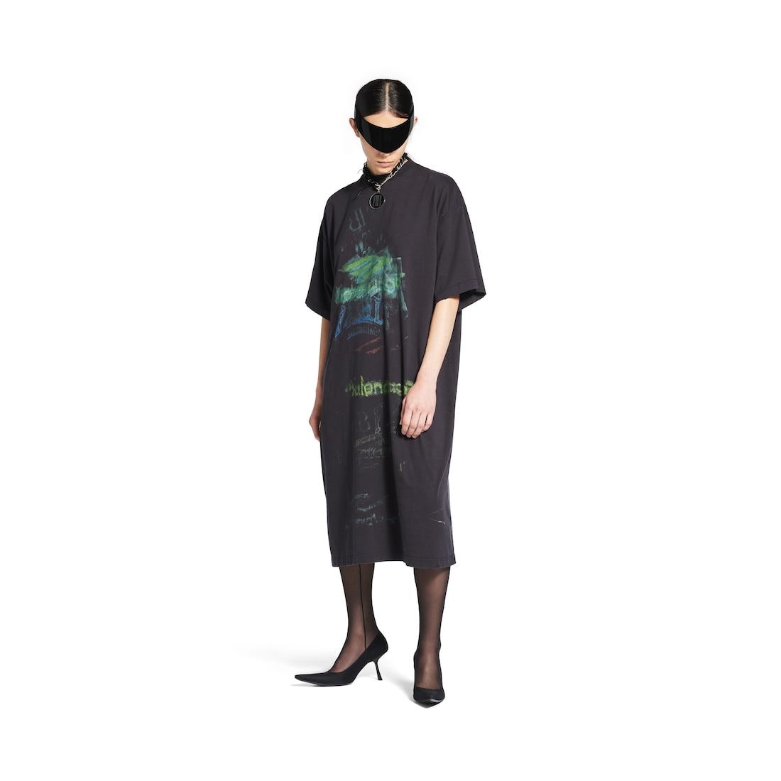 Women's Diy Imprint T-shirt Dress in Black Faded Product Image