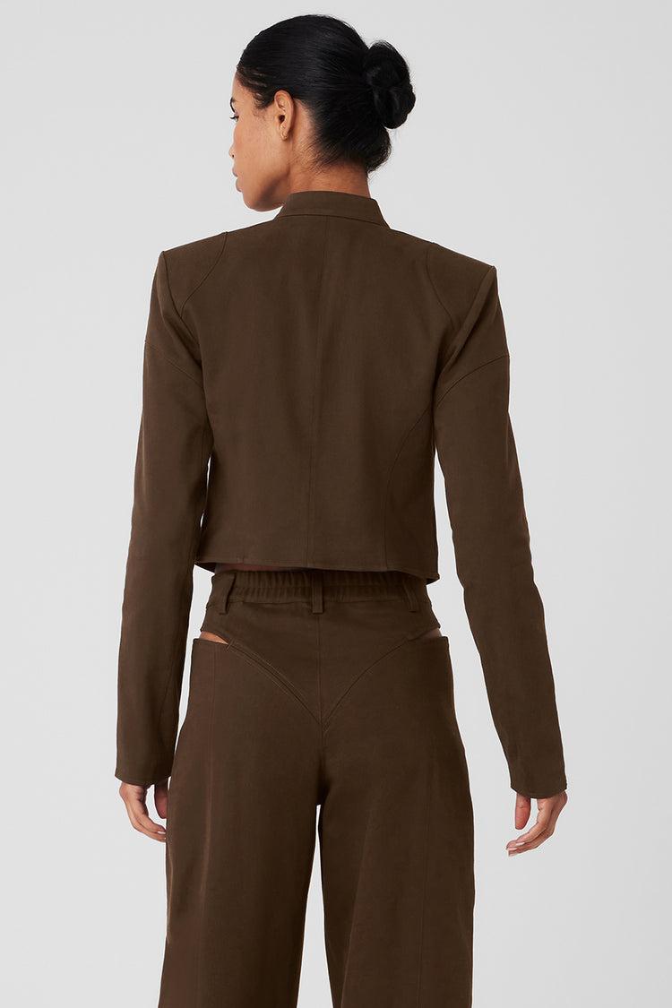 Cropped Full Throttle Moto Jacket - Espresso Product Image