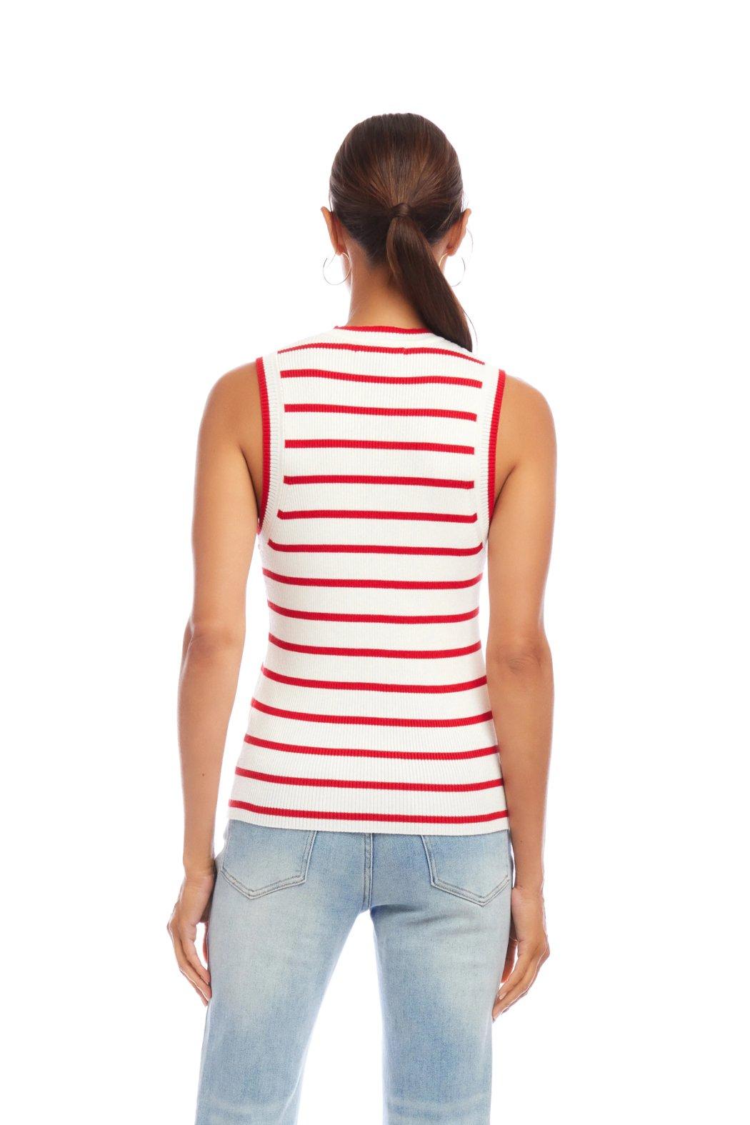 Stripe Ribbed Sweater Tank - Red Product Image