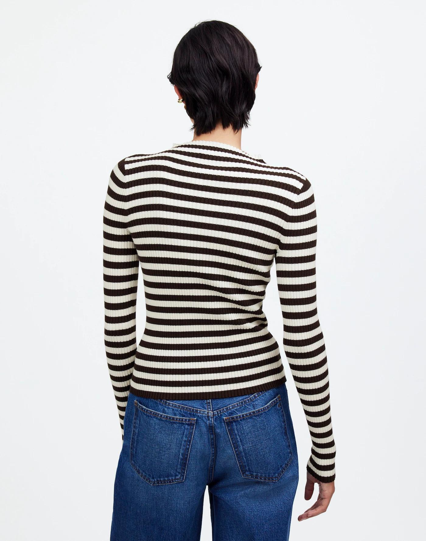 Cotton Mockneck Sweater in Stripe Product Image