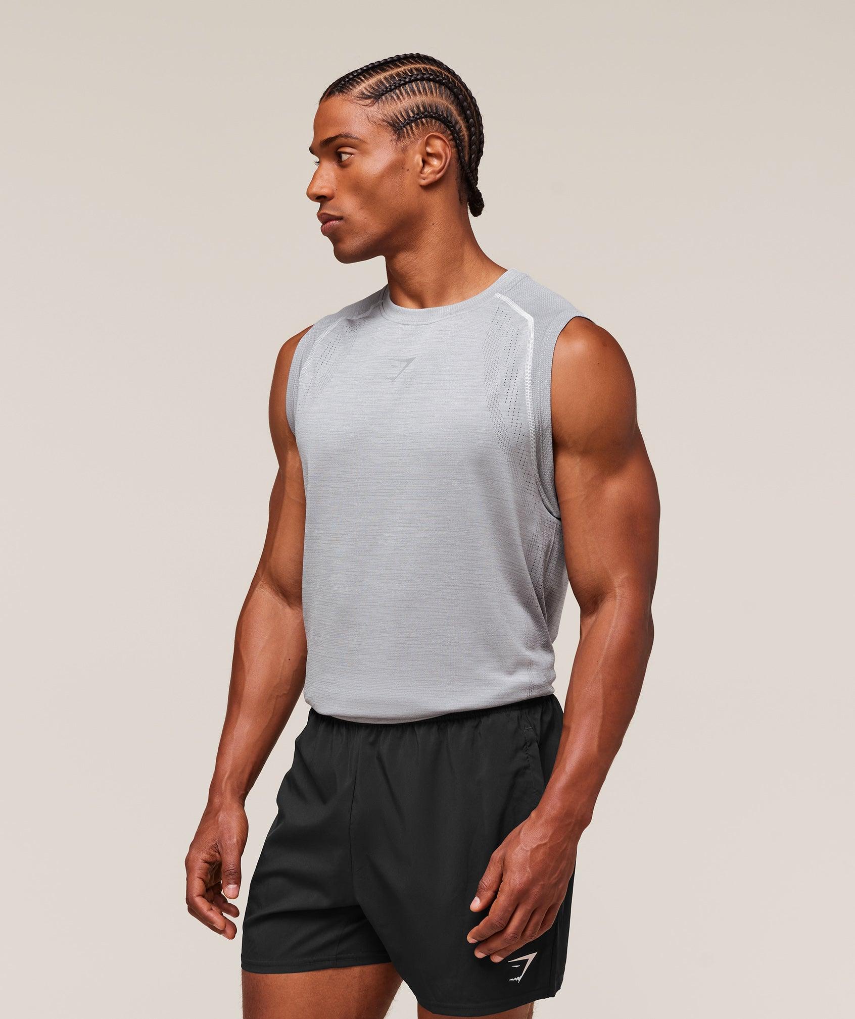 Gymshark Versatile Seamless Tank - Light Grey/Smokey Grey Male Product Image