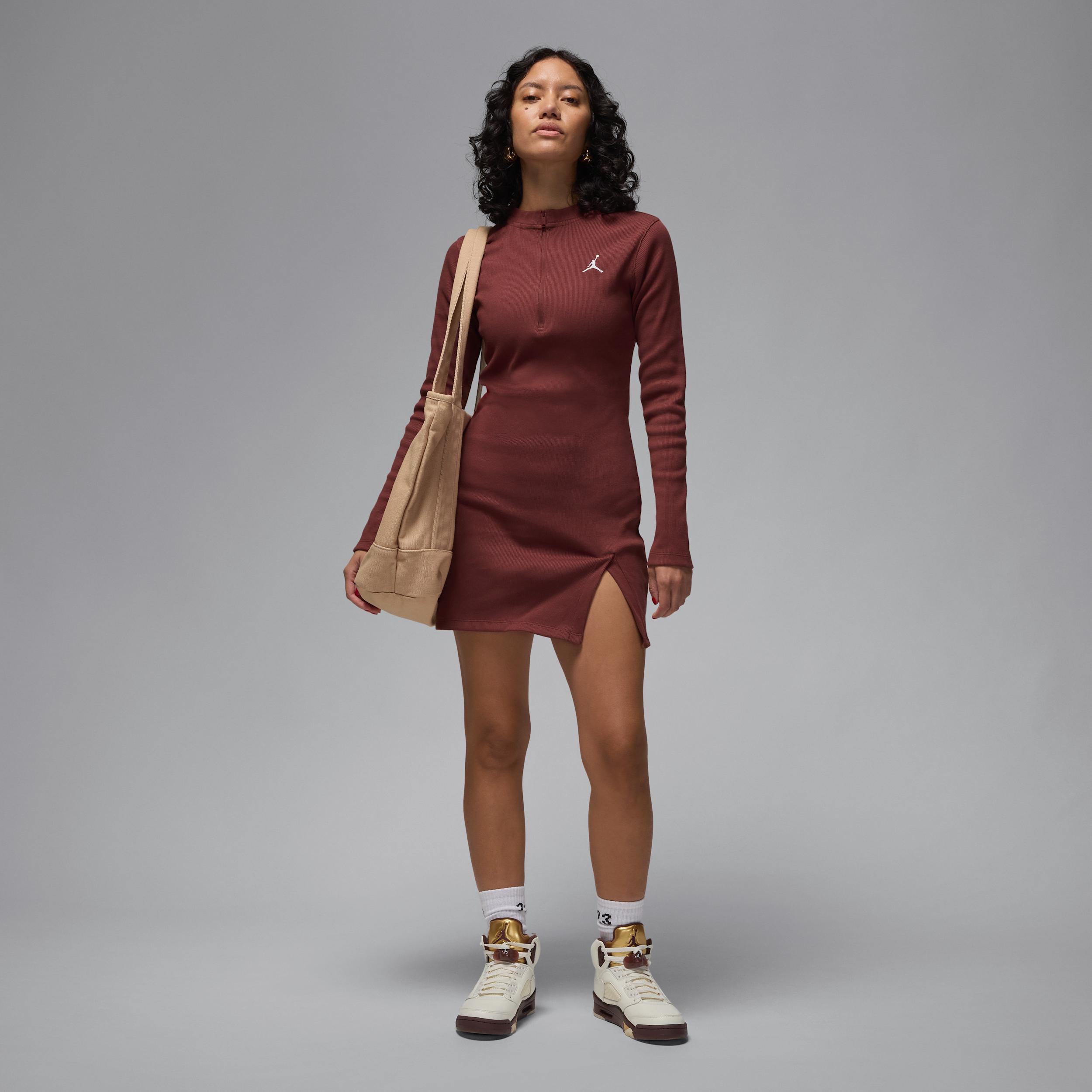 Womens Jordan 1/2-Zip Long-Sleeve Knit Dress | HF9477-010 Product Image