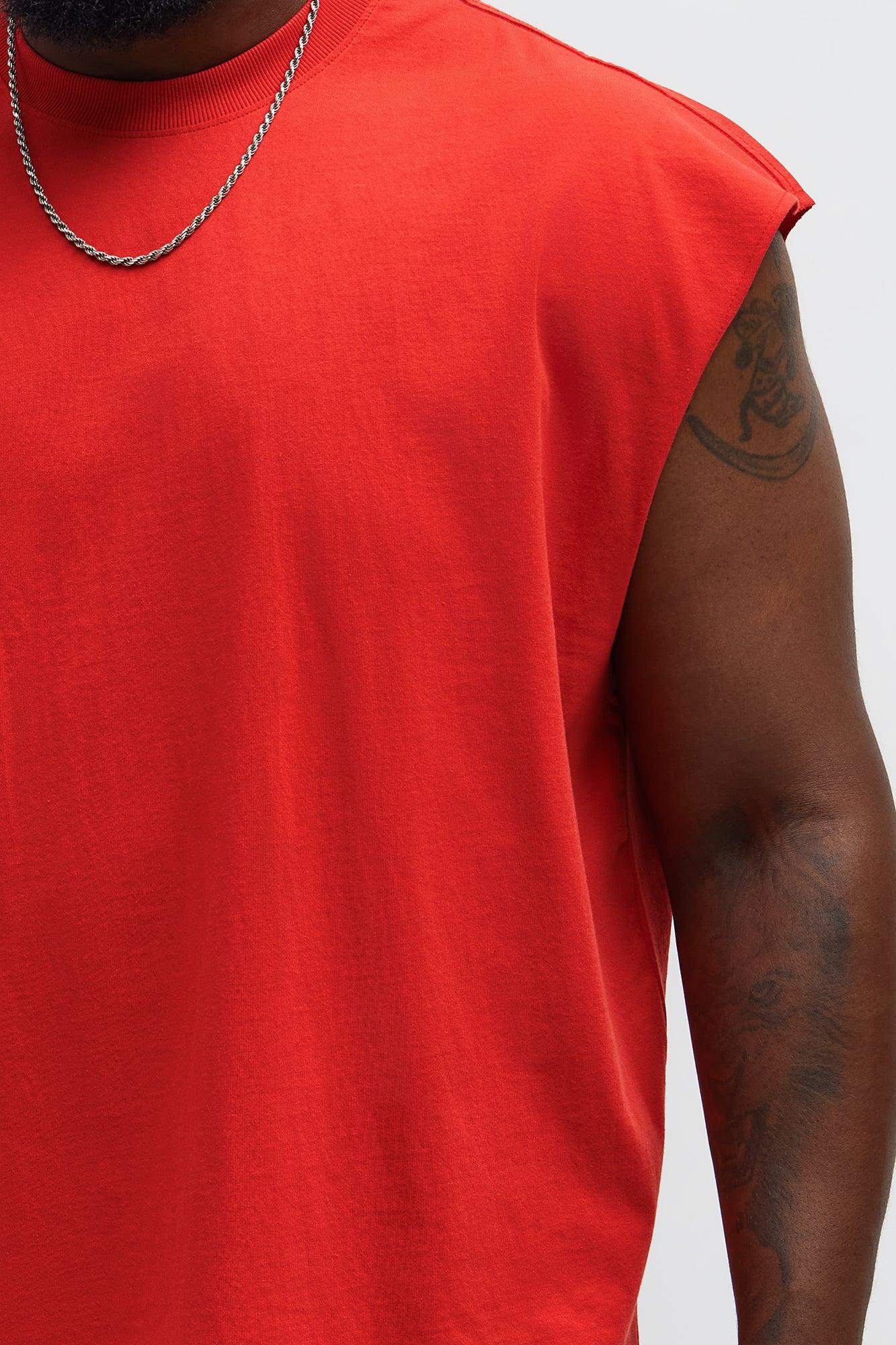 Relaxed Heavyweight Muscle Tee - Red Male Product Image