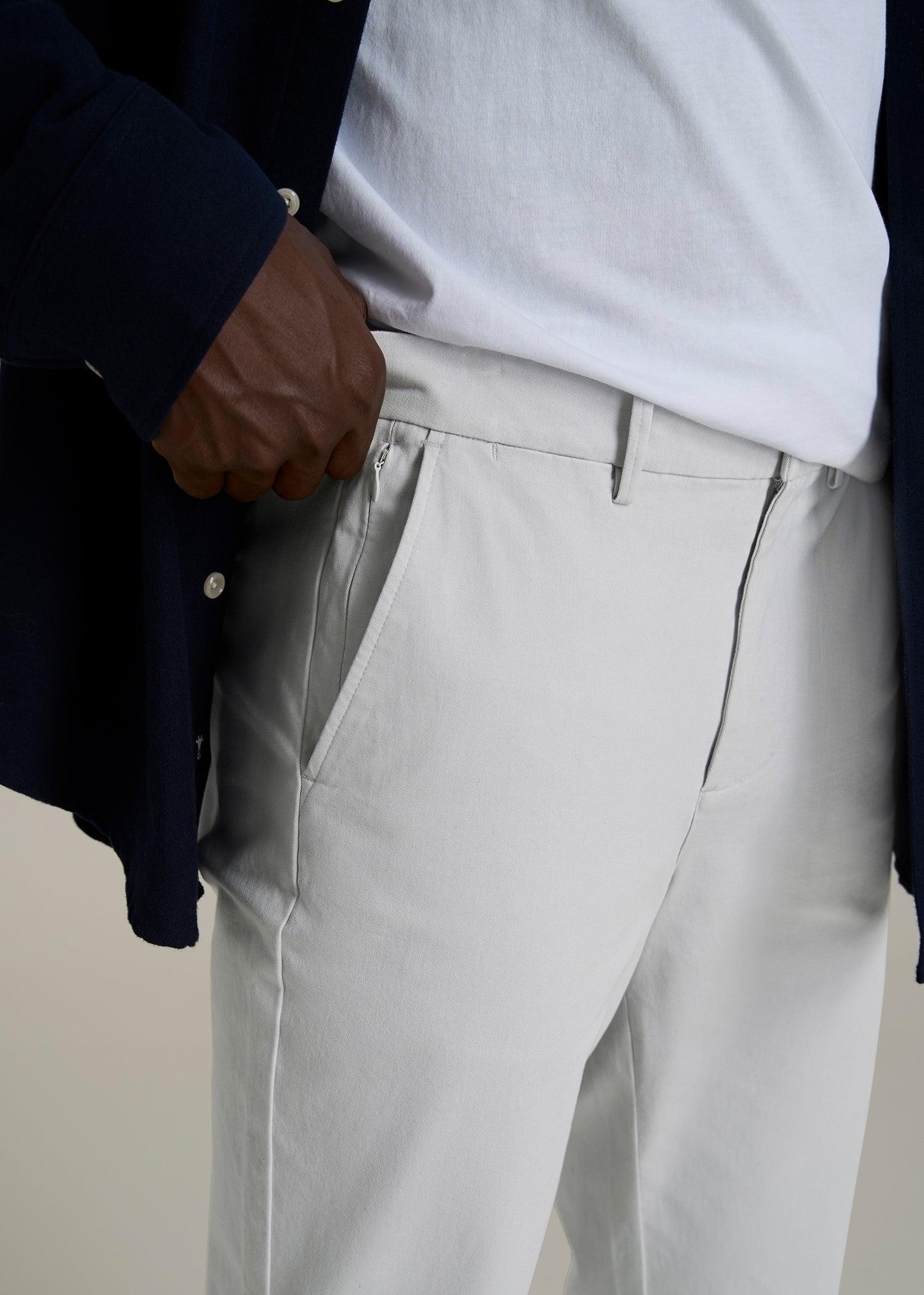 4 Way Stretch Commuter TAPERED Chino Pants for Tall Men in Silver Drop Male Product Image
