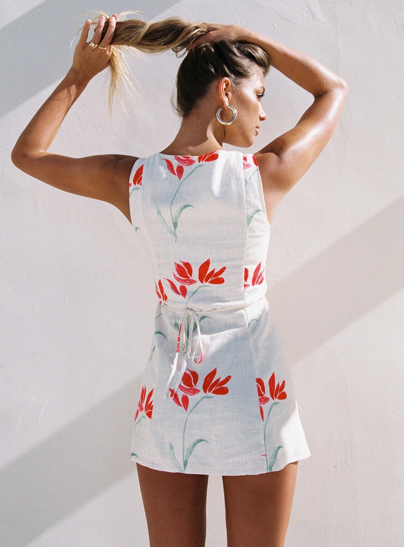 Dollie Linen Mini Dress Floral Product Image