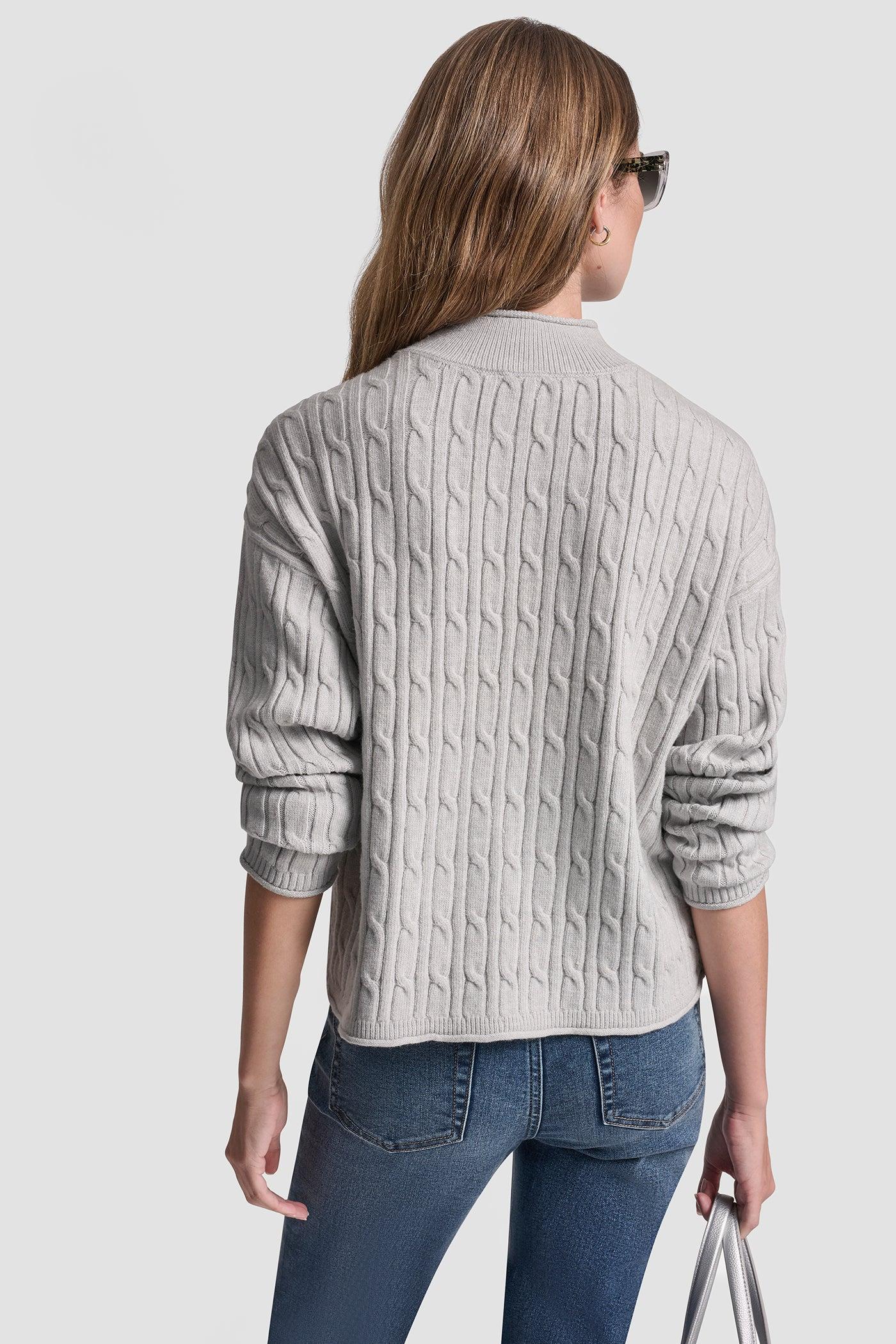 MOCK NECK DROP SHOULDER CABLE SWEATER Product Image