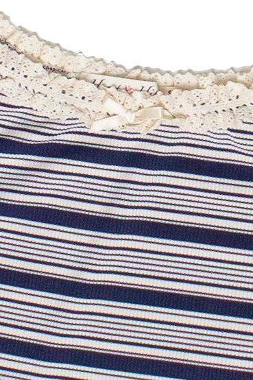 Striped Ribbed Lace Trim Tank Top Product Image