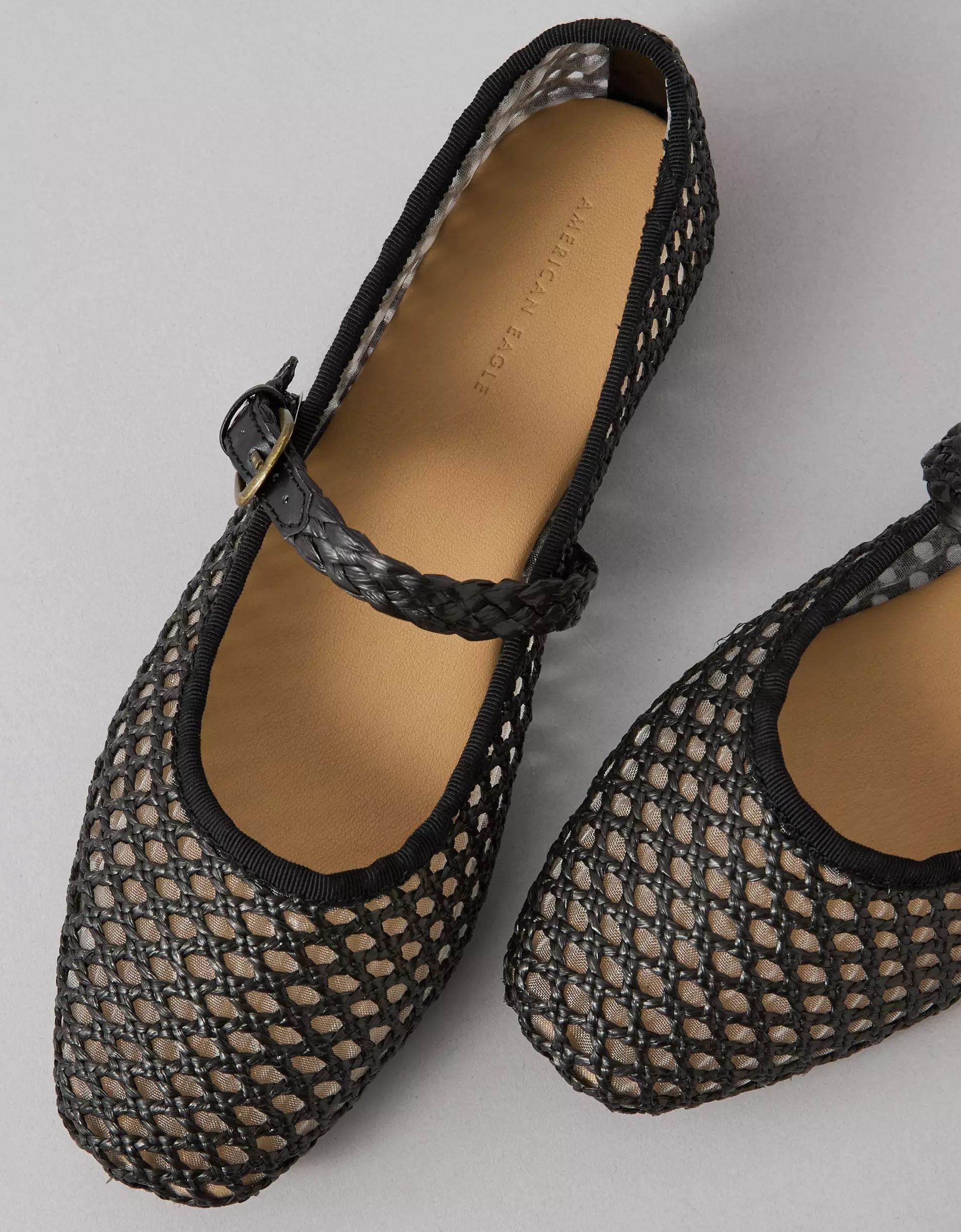 AE Raffia Mesh Mary Jane Flats Product Image