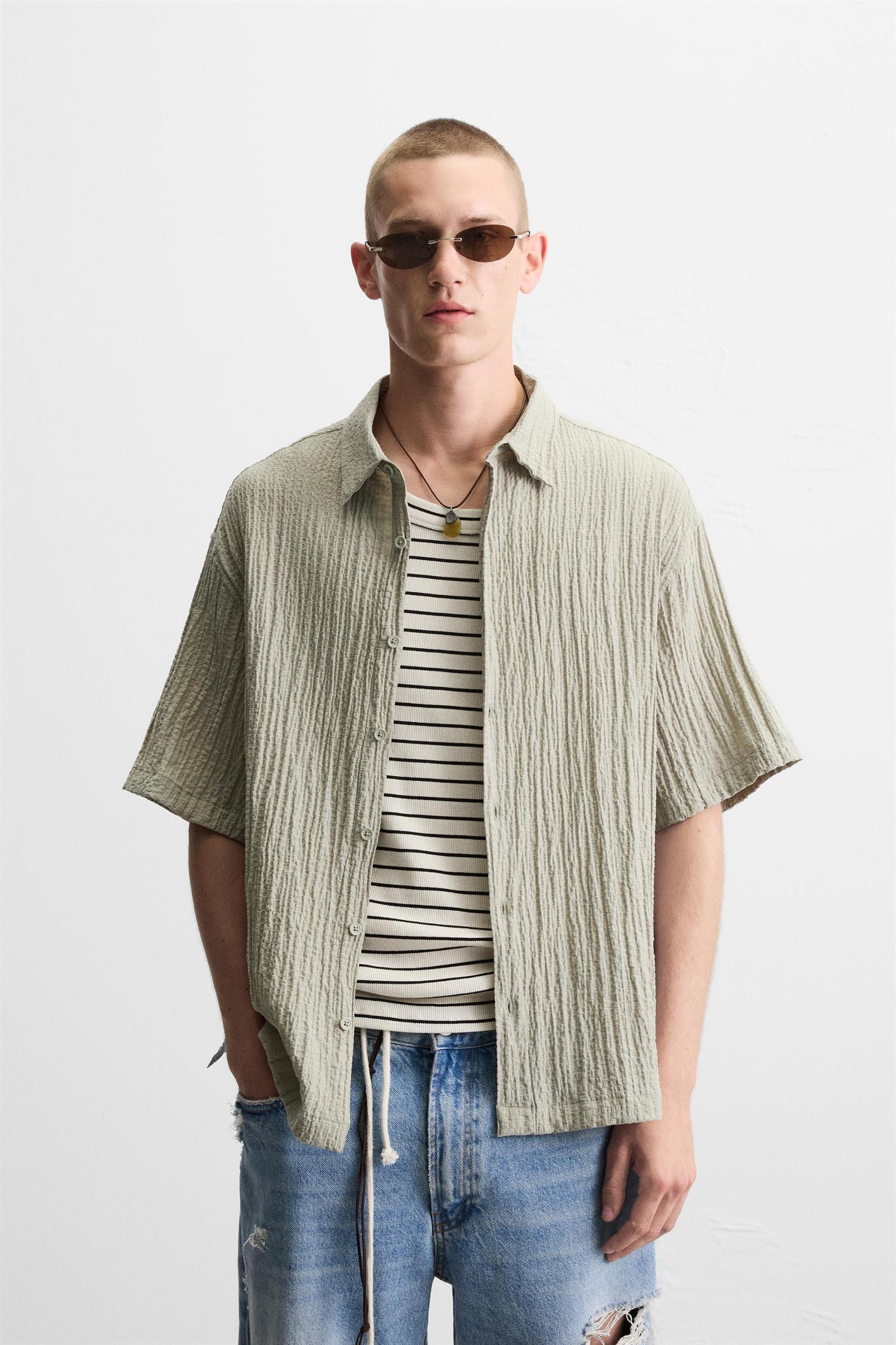 JACQUARD WRINKLE EFFECT SHIRT Product Image