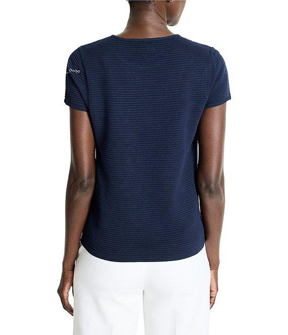 NIC + ZOE Midnight Garden Ottoman Stripe Knit Round Neck Short Sleeve Tee Product Image