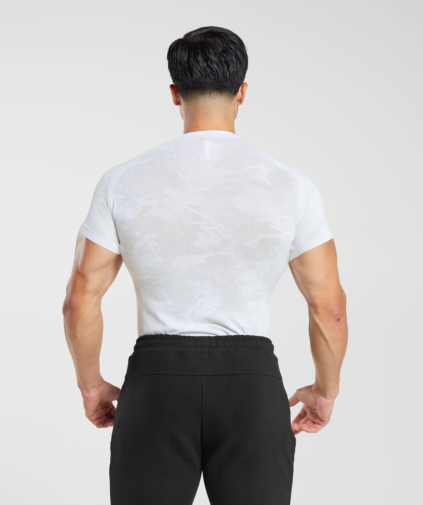 Gymshark Geo Seamless T-Shirt - White/Light Grey Male Product Image