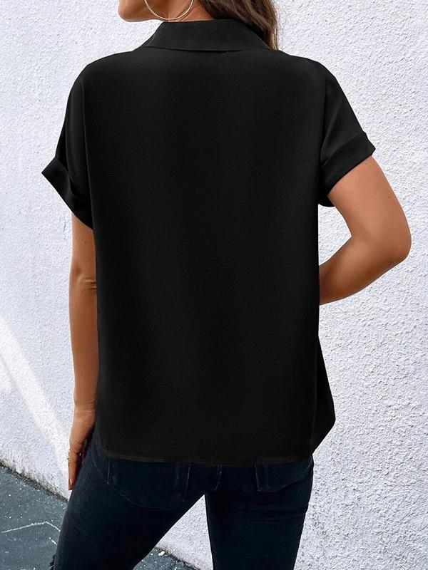 Loose Short Sleeves Contrast Color V-Neck T-Shirts Tops Product Image