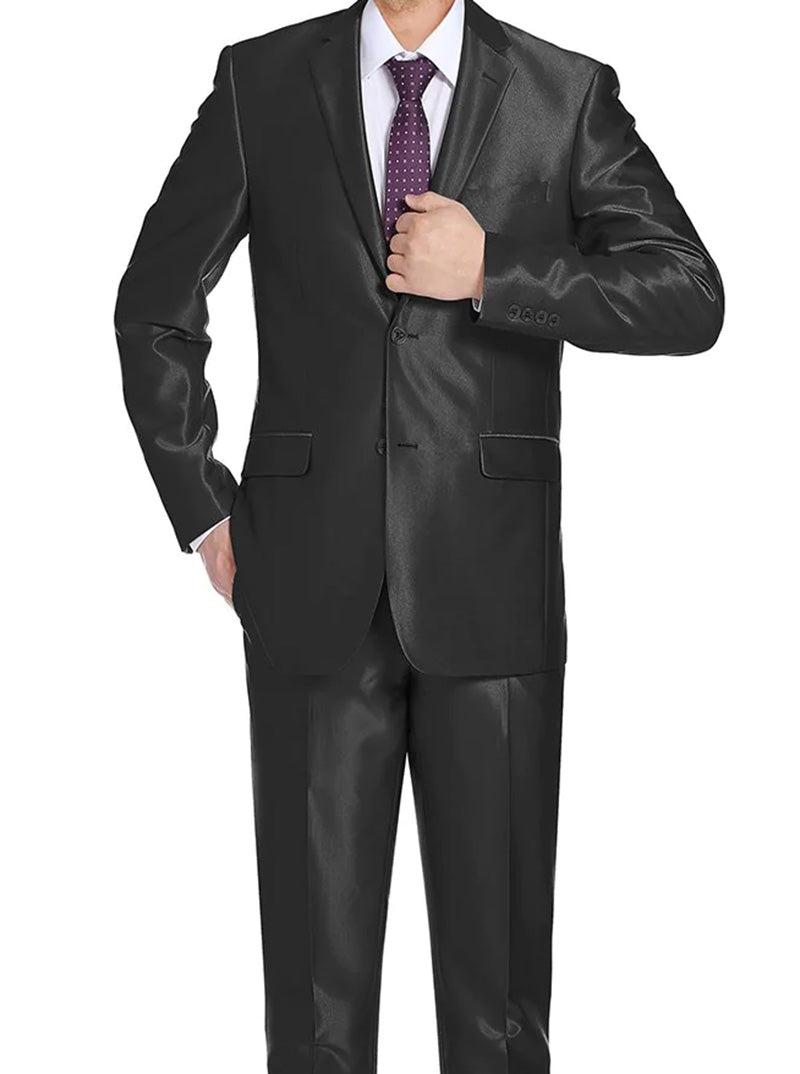 Black Slim Fit Sharkskin Italian Styled 2 Piece Suit Product Image