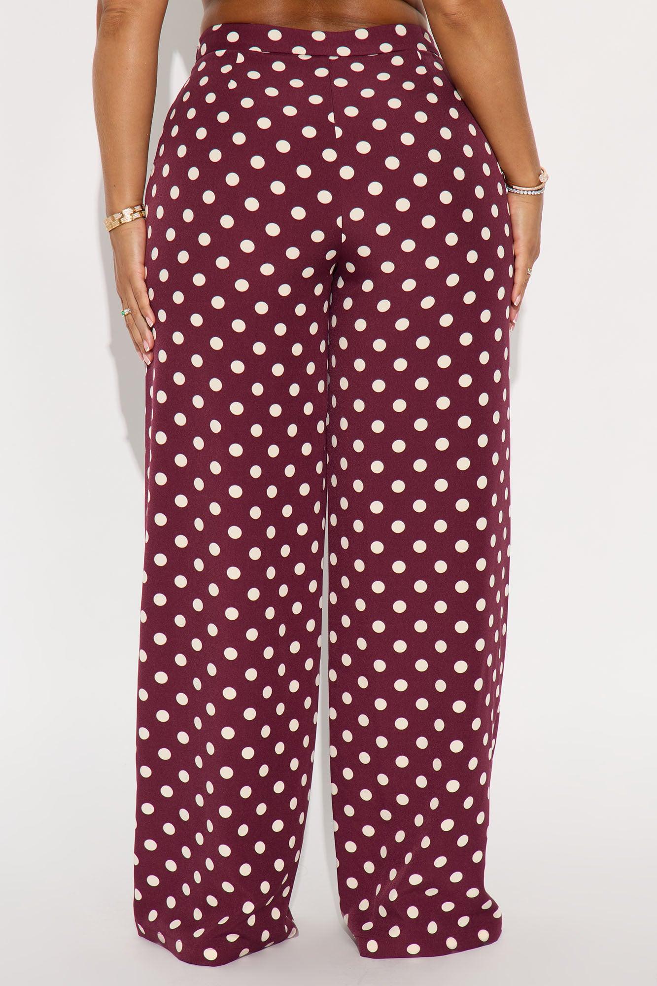Lucelia Polka Dot Trouser Pant - Burgundy/combo Female Product Image