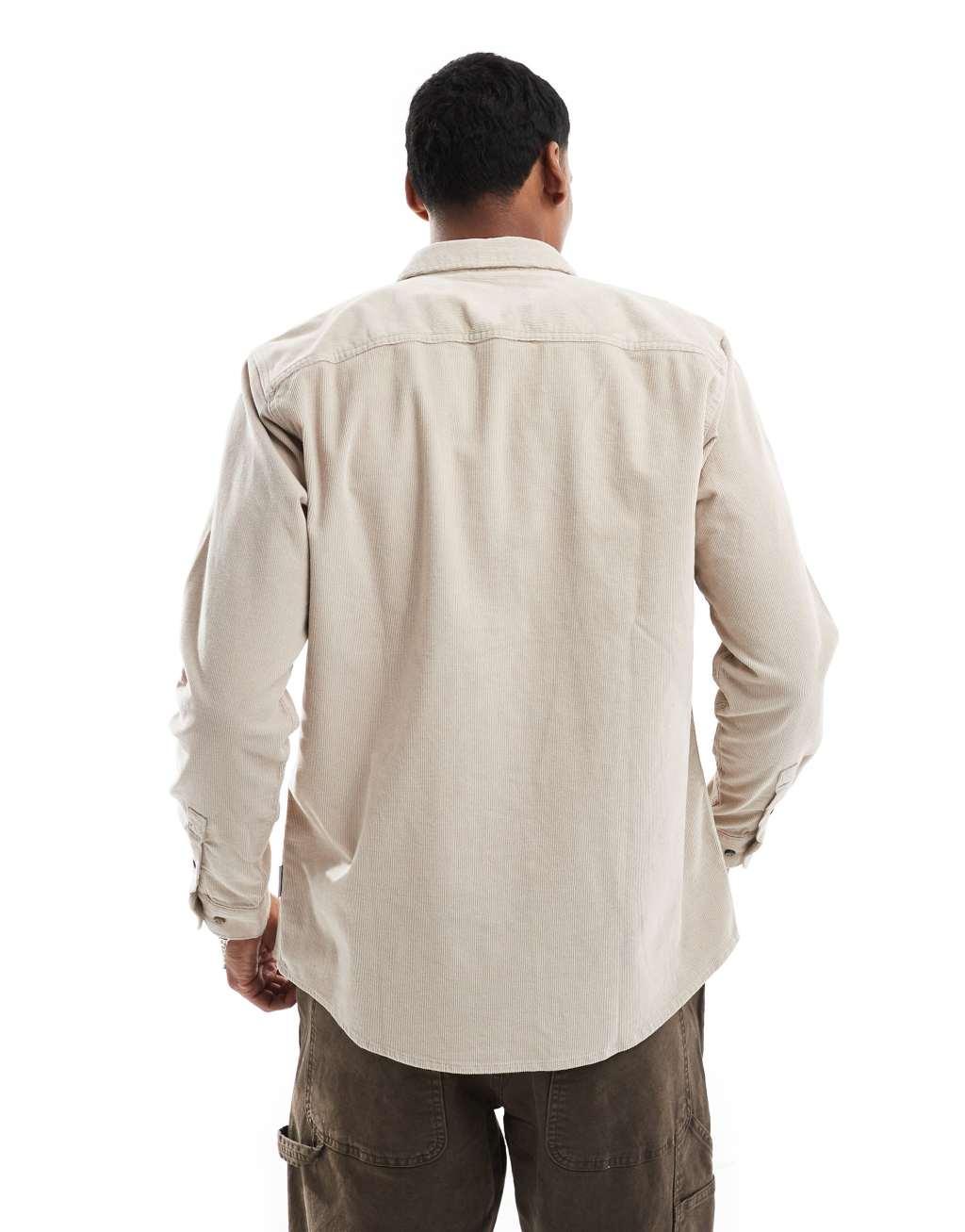 Only & Sons cord shirt in beige Product Image