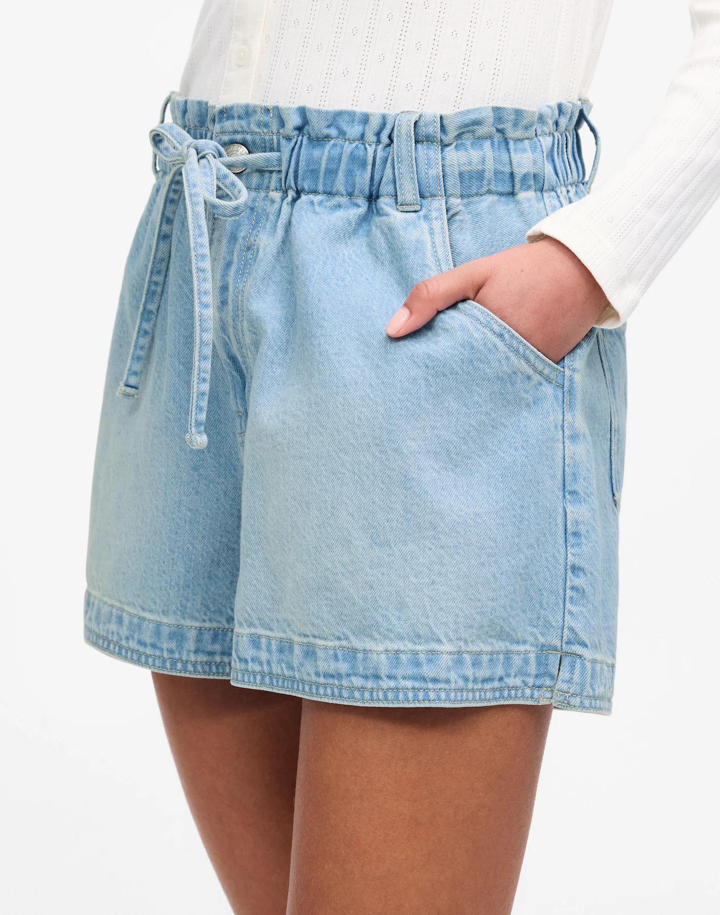 Tie-Waist Denim Shorts Product Image