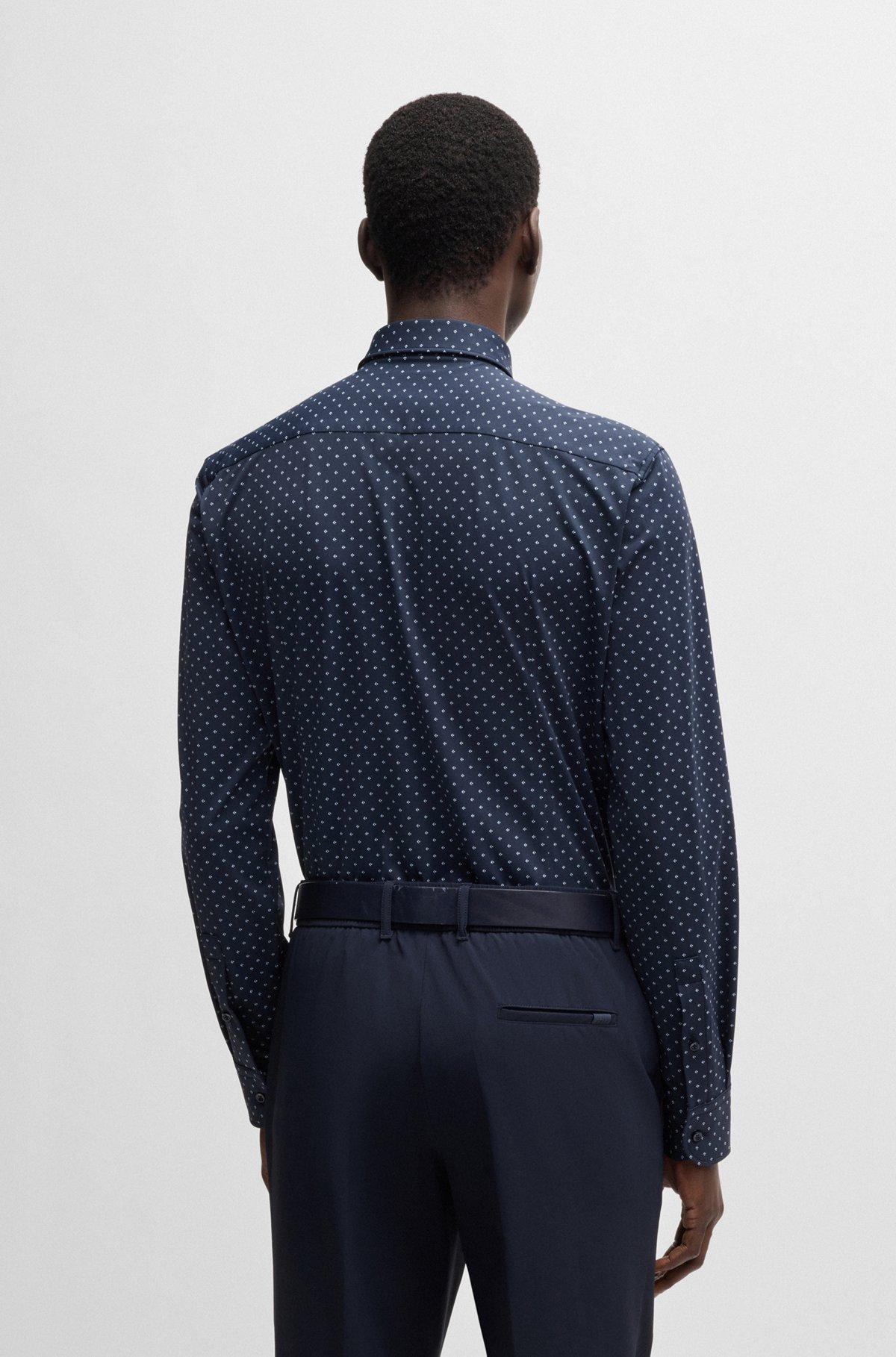 Slim-fit shirt in geometric-print performance-stretch fabric Product Image