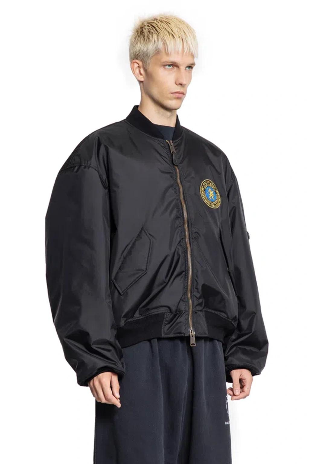 BALENCIAGA Nylon Uniform Merch Large Fit Bomber In Black Product Image