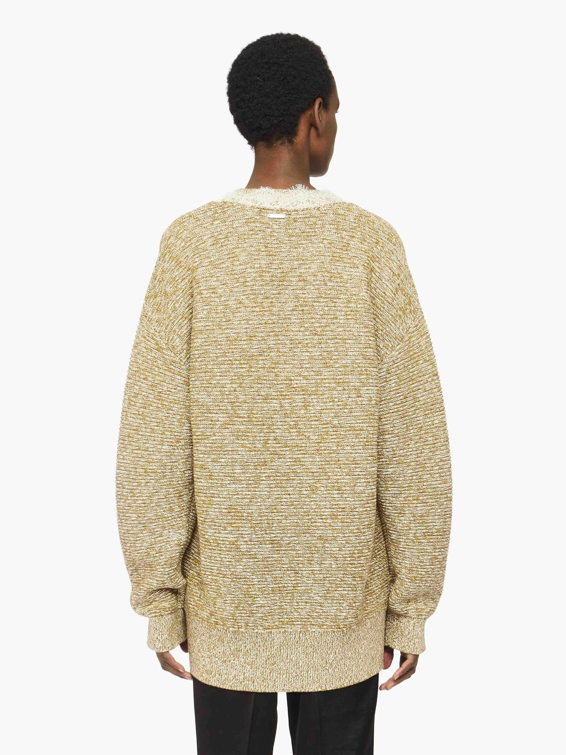 V-NECK LACE TRIM SWEATER Product Image