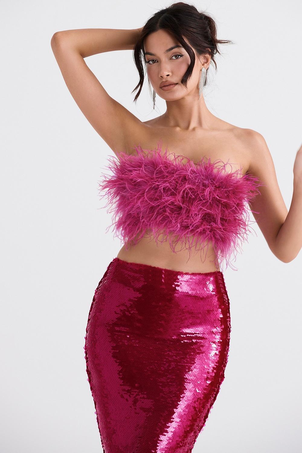 Fenella  hot pink trimmed bandeau Product Image