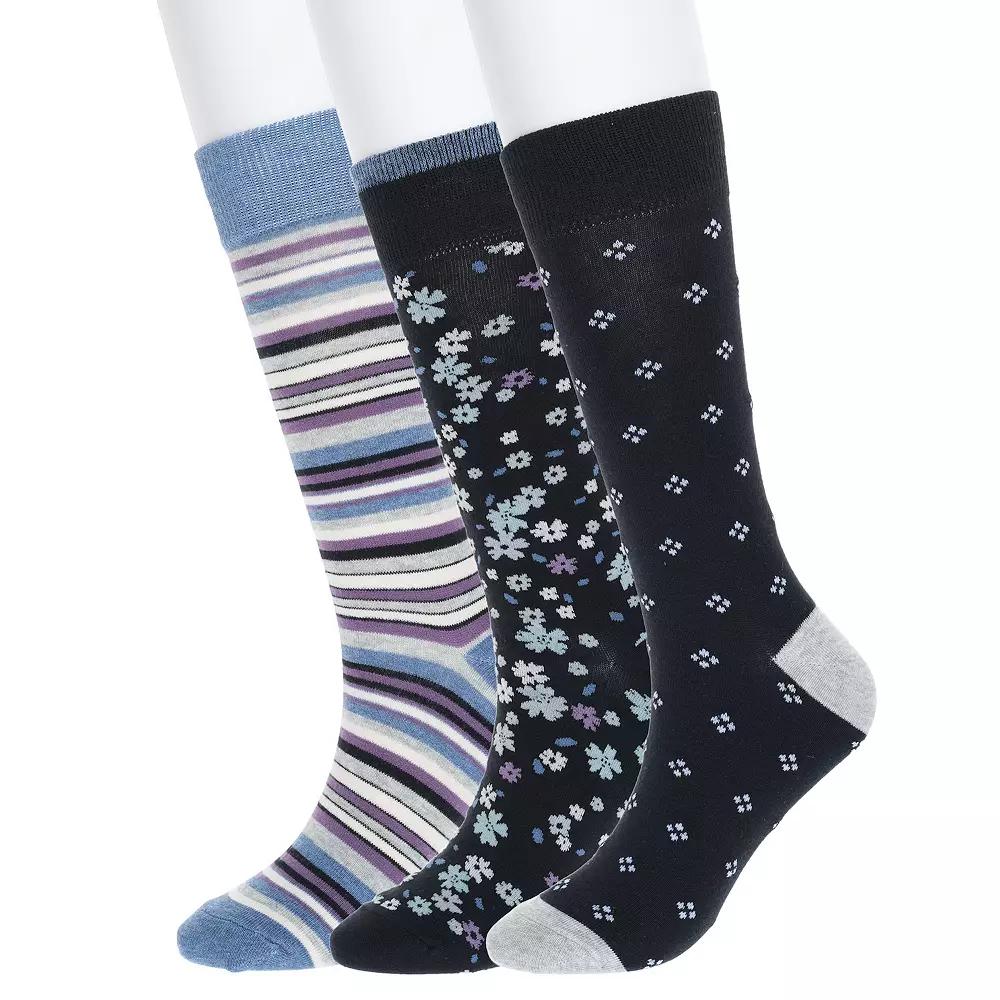 Men's Sonoma Goods For Life® 3-pack Patterned Dress Socks, Grey Blue Floral Product Image