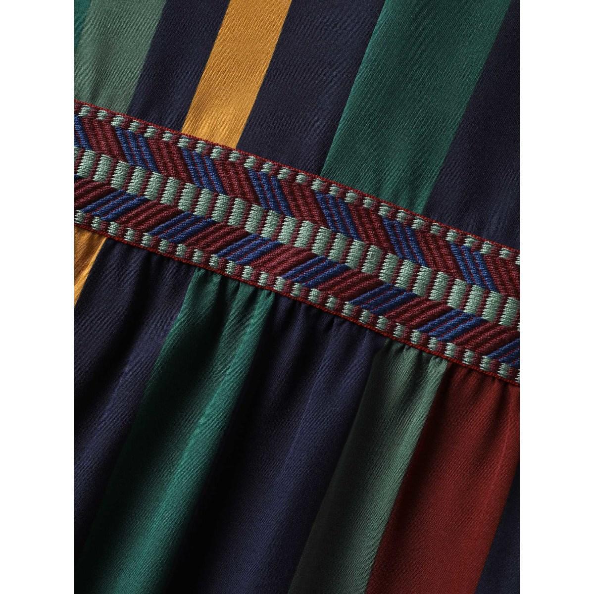 Plus Size Multi-Color Stripes Waist-Defining Midi Dress Multicolor Women Tie knot V-neck Sleeveless Curvy BloomChic 12/L Product Image