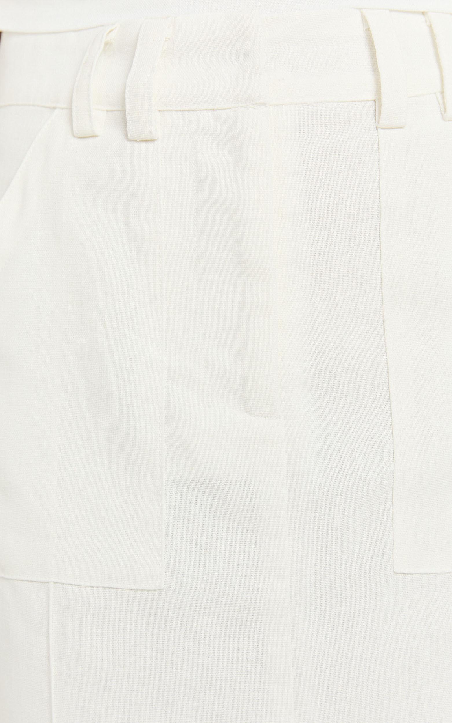 Bethany Maxi Skirt - High Waist Linen Front Split Cargo Skirt in Off White Product Image