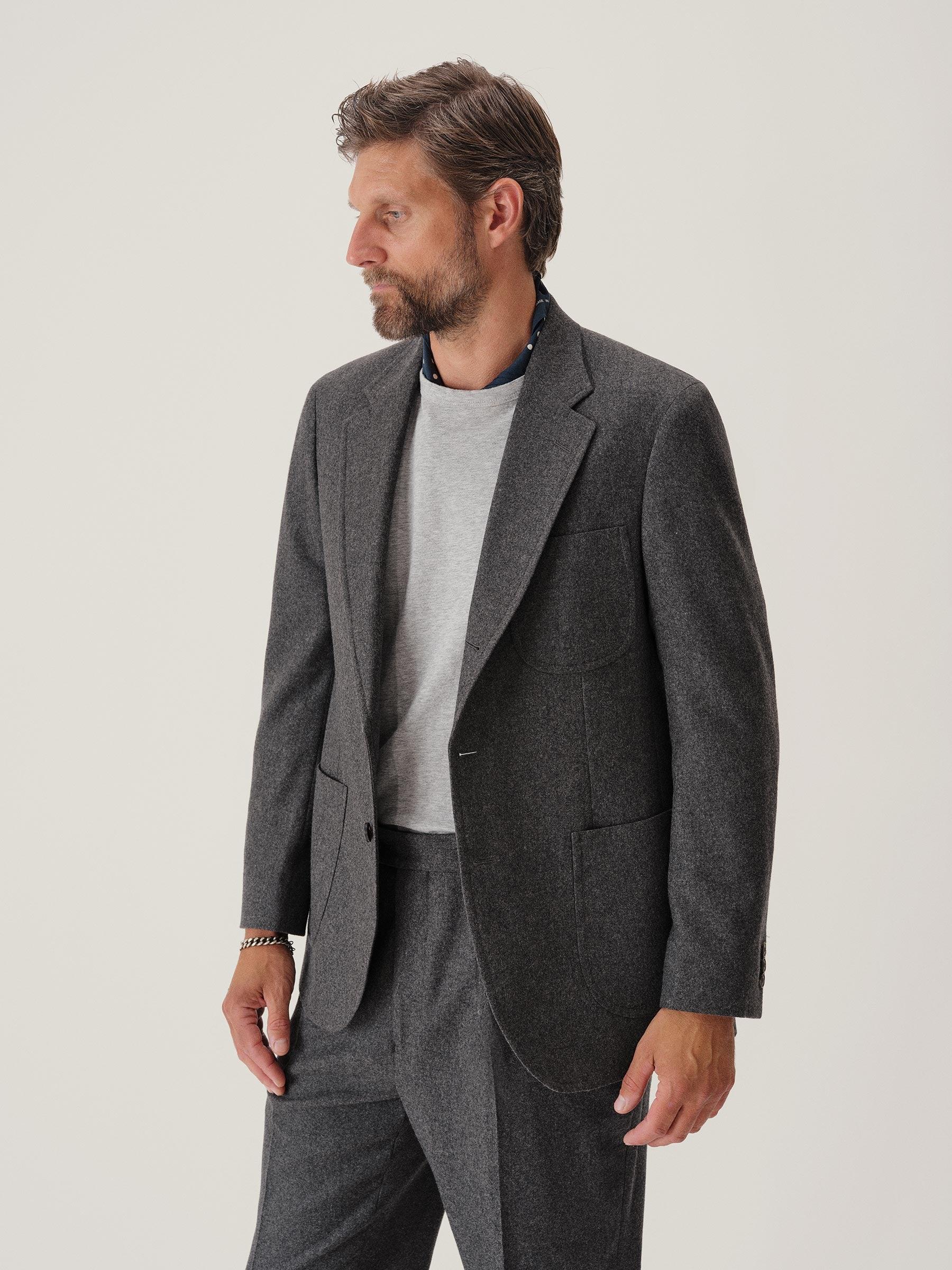 Heather Charcoal Italian Wool Flannel Graduate Blazer Product Image