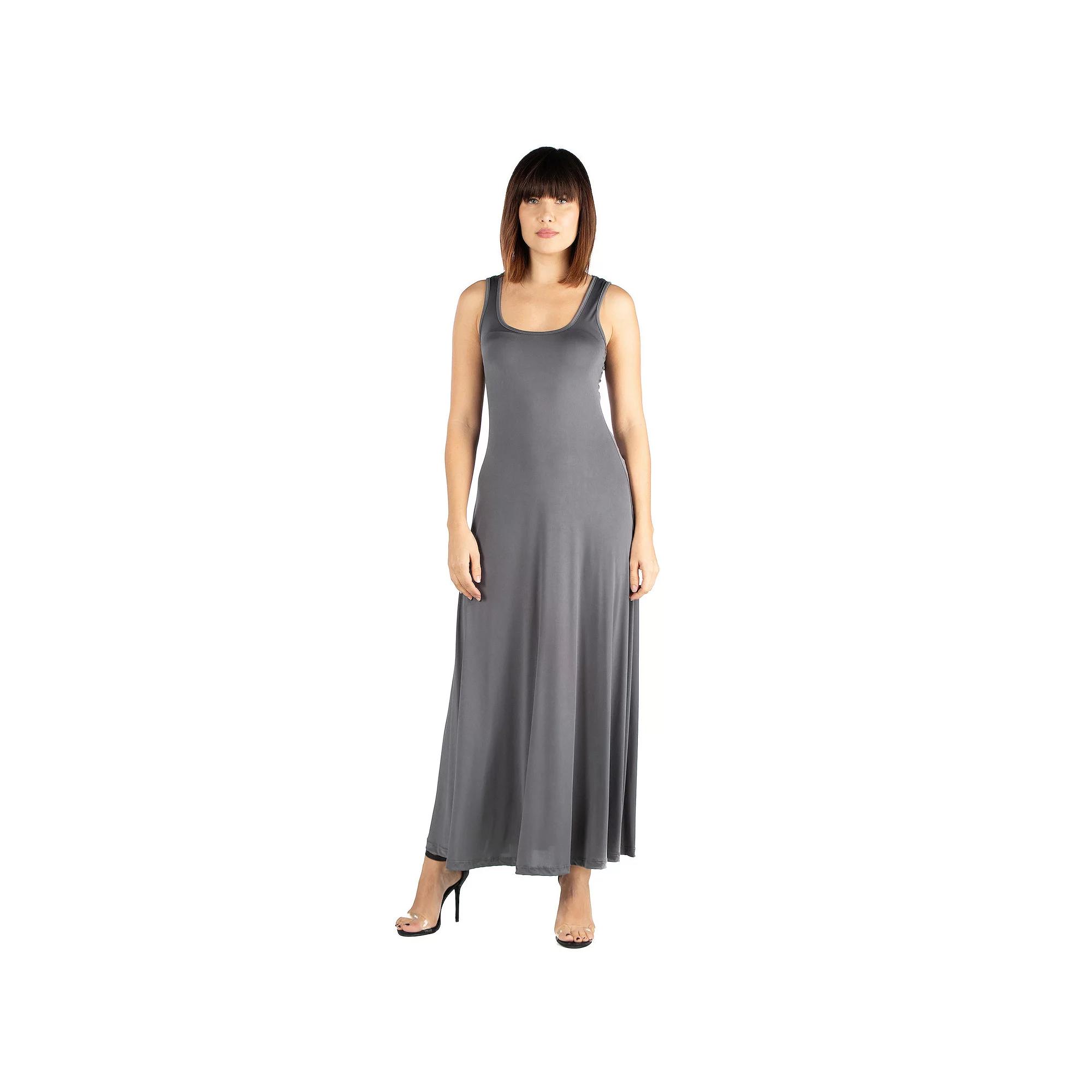 Women's 24seven Comfort Apparel Fit And Flare A-Line Sleeveless Maxi Dress,  Product Image