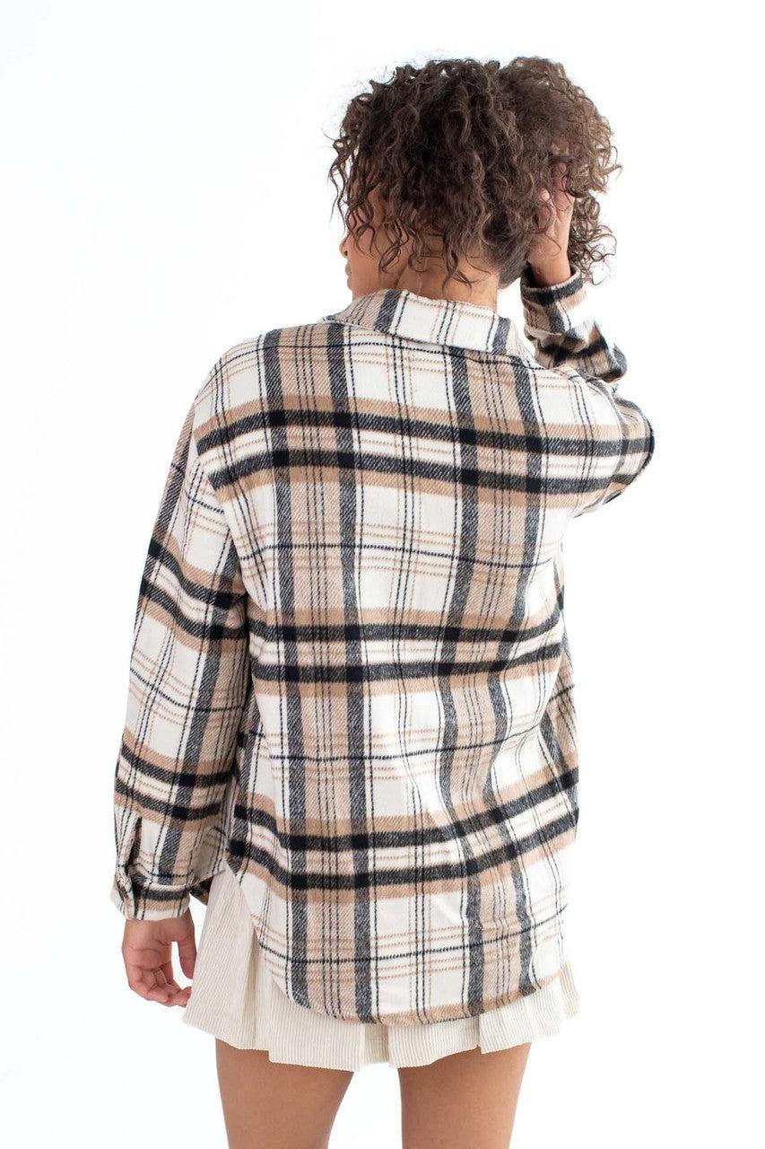 Brown & Black Brushed Plaid Jacket Product Image