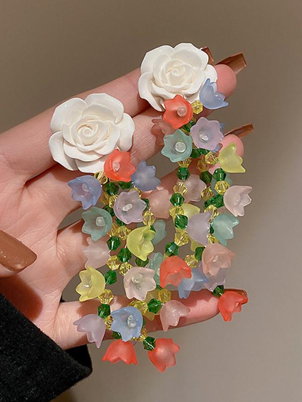 Statement Multi-Colored Floral Earrings Accessories Product Image
