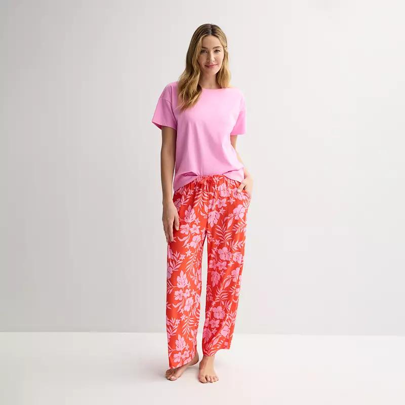 Petite Sonoma Goods For Life® Mom's Day Pajama Top & Pajama Pants Set, Women's, Size: XS Petite, Red Pink Floral Product Image