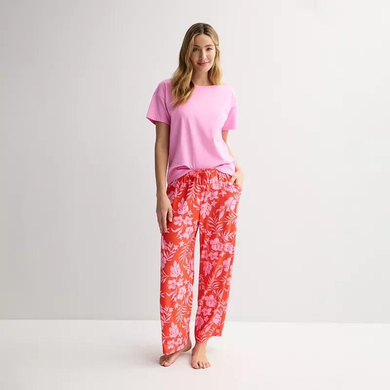 Petite Sonoma Goods For Life® Mom's Day Pajama Top & Pajama Pants Set, Women's, Size: XS Petite, Red Pink Floral Product Image