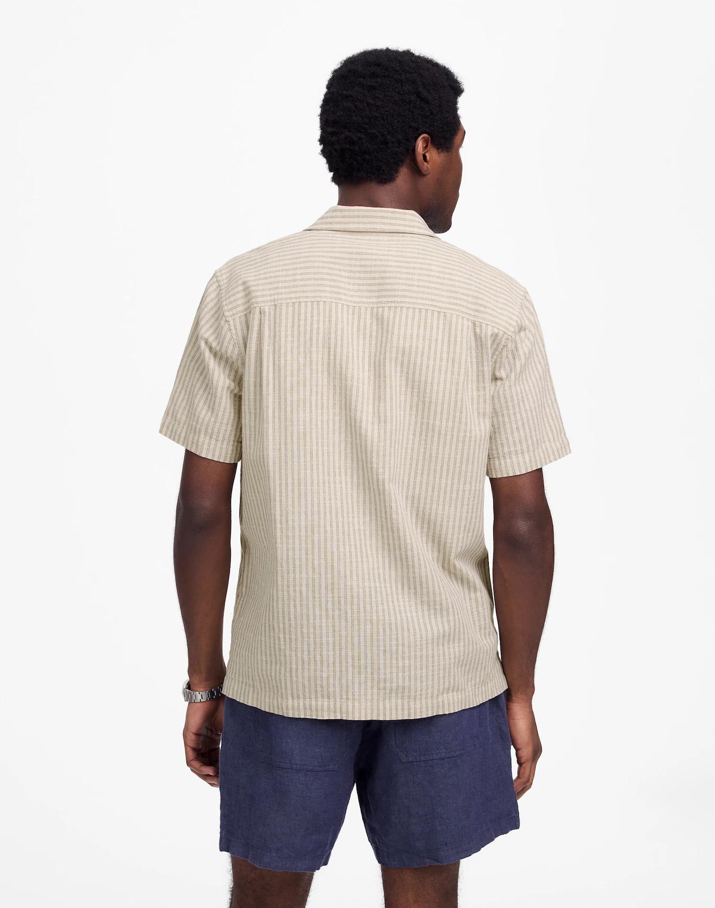 Short-Sleeve Button-Up Shirt in Indigo-Dyed Stripe Product Image