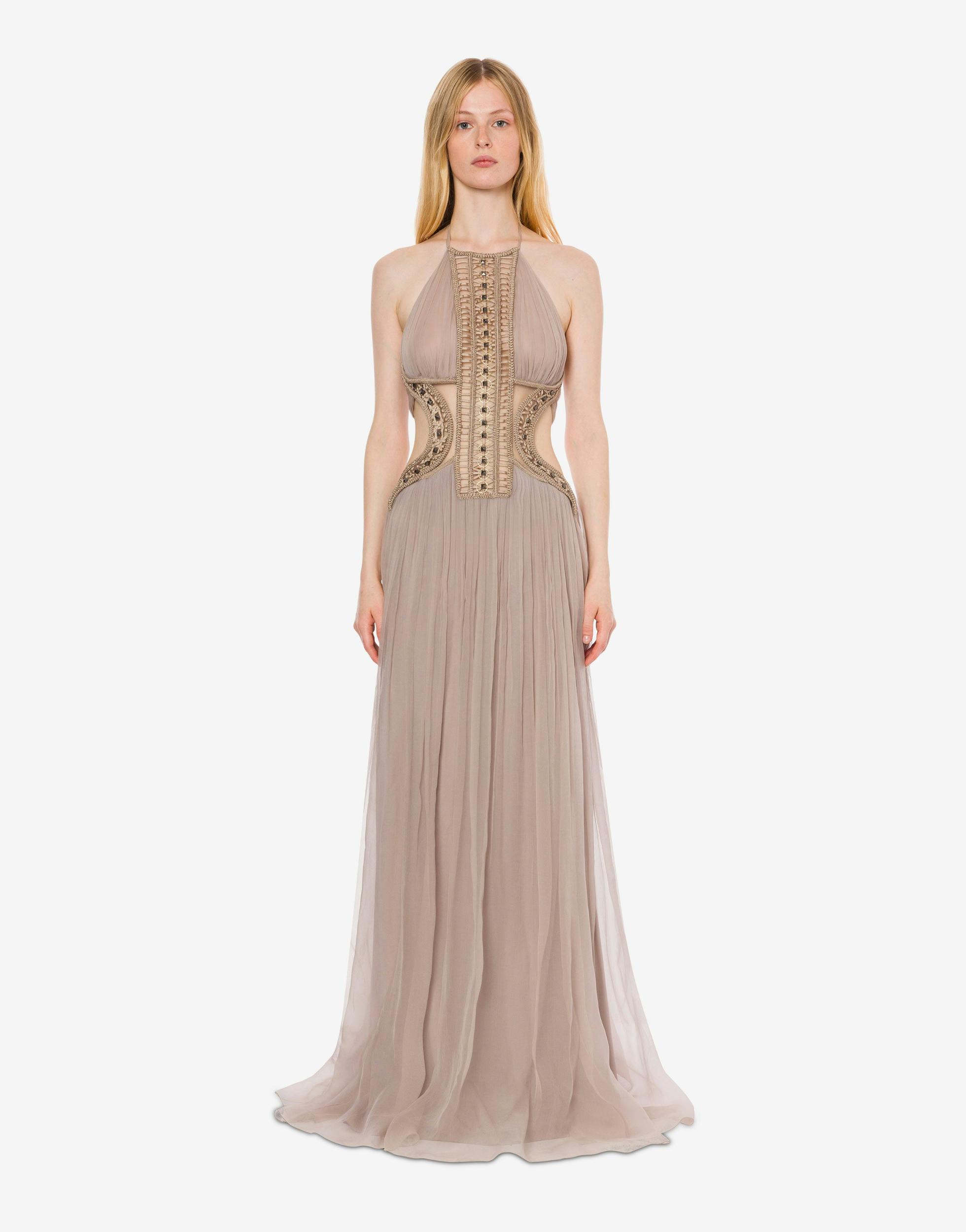 Tulle long dress with embroidery Product Image