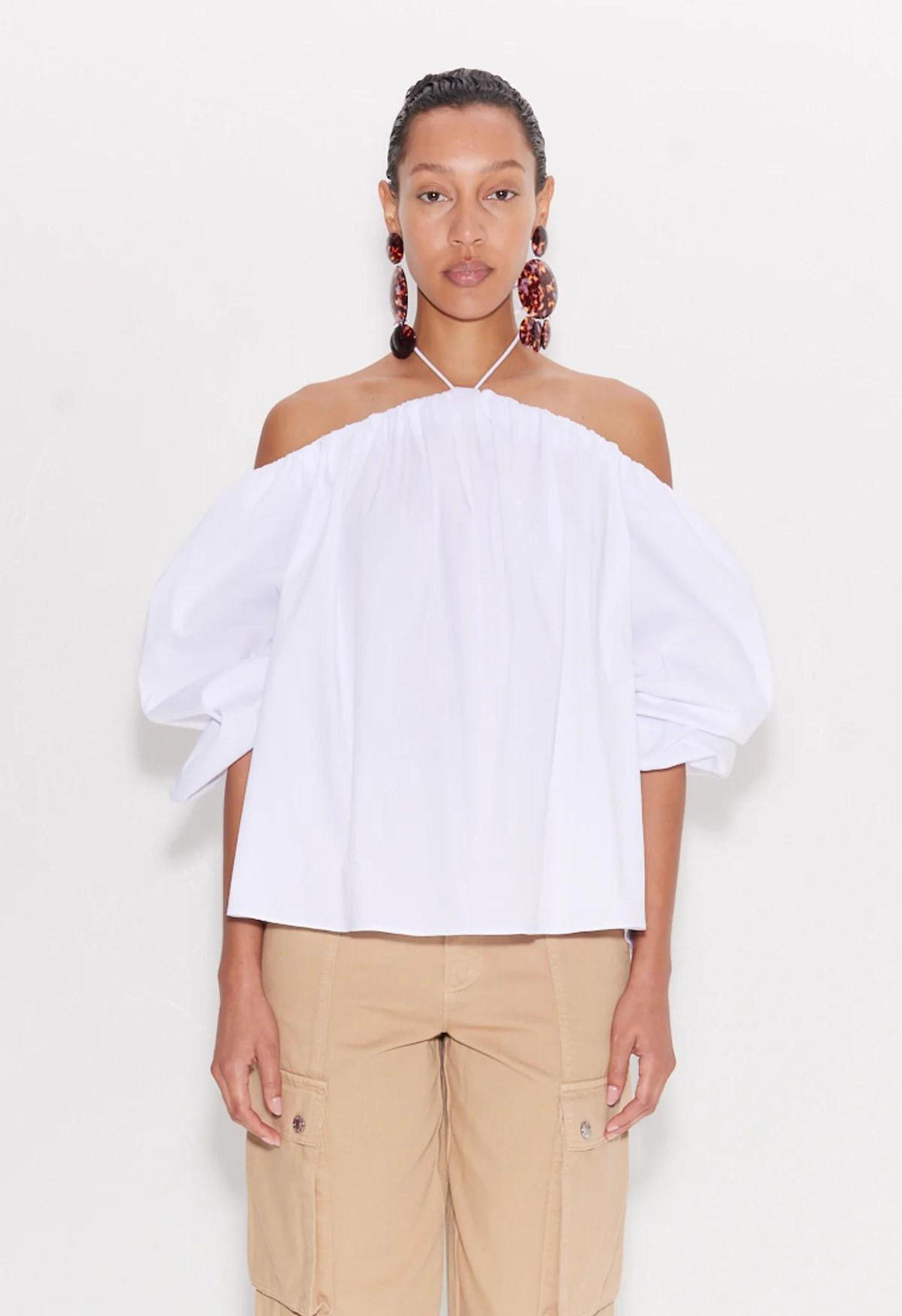 Oleander Poplin Top in Macadamia Product Image