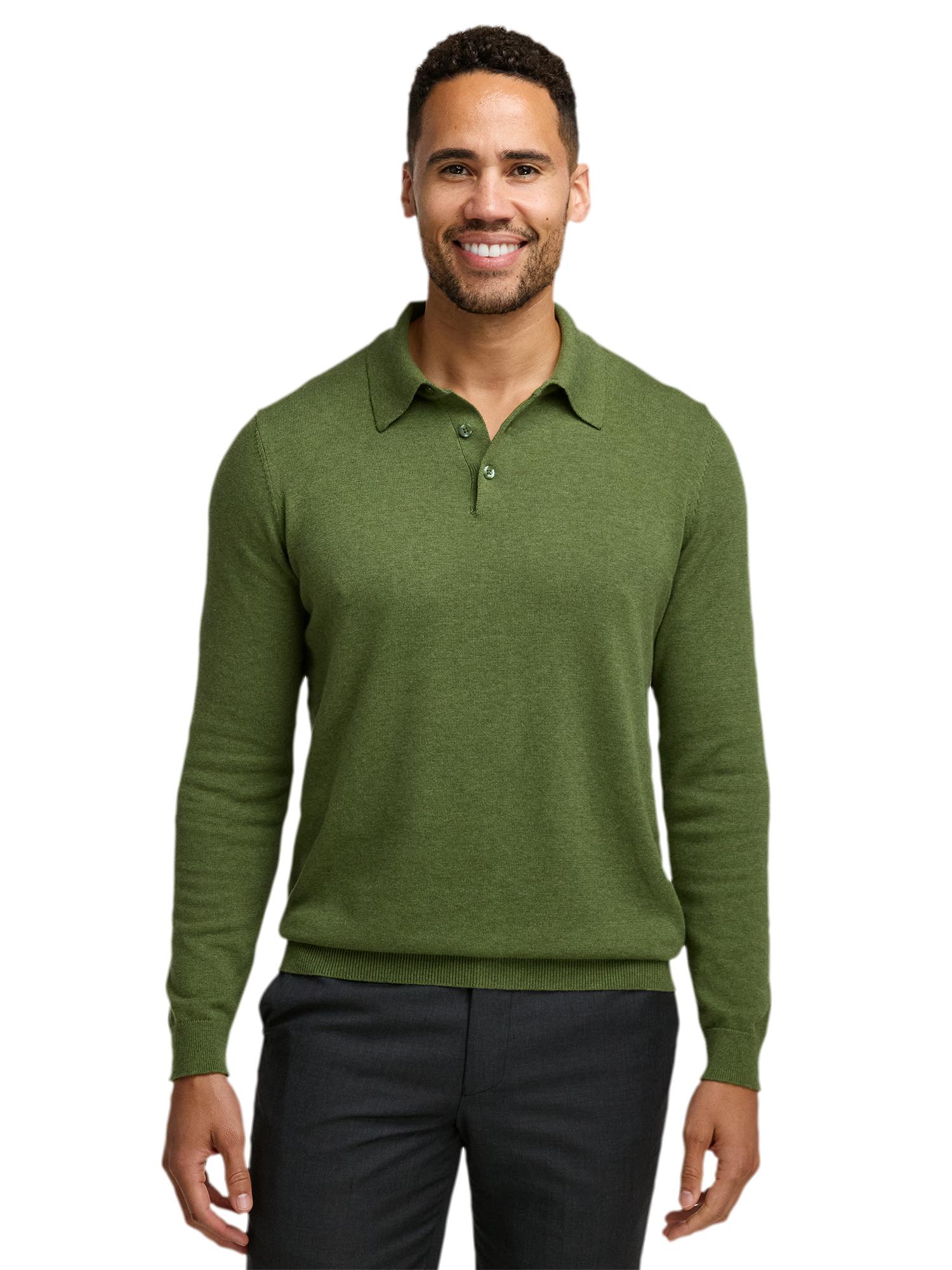 Supima Cotton Three Button Polo - Olive Product Image