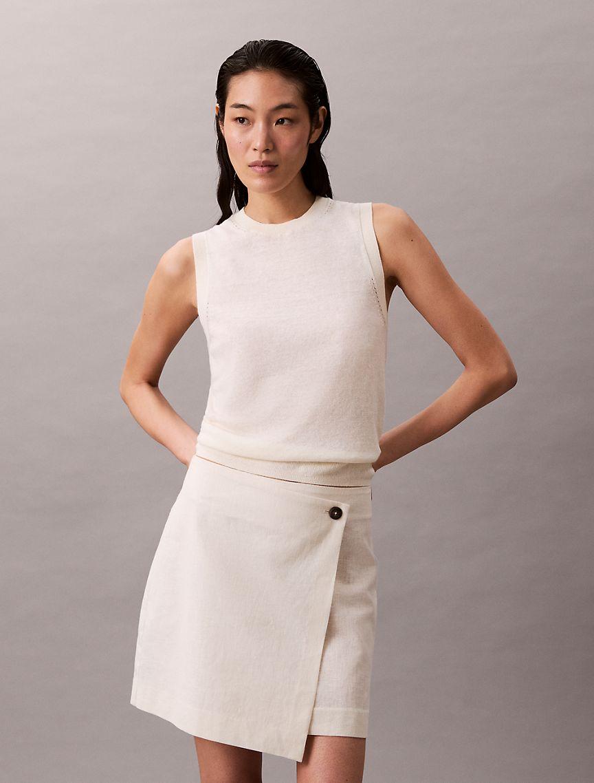 Linen Cotton Blend Asymmetrical Skirt Product Image