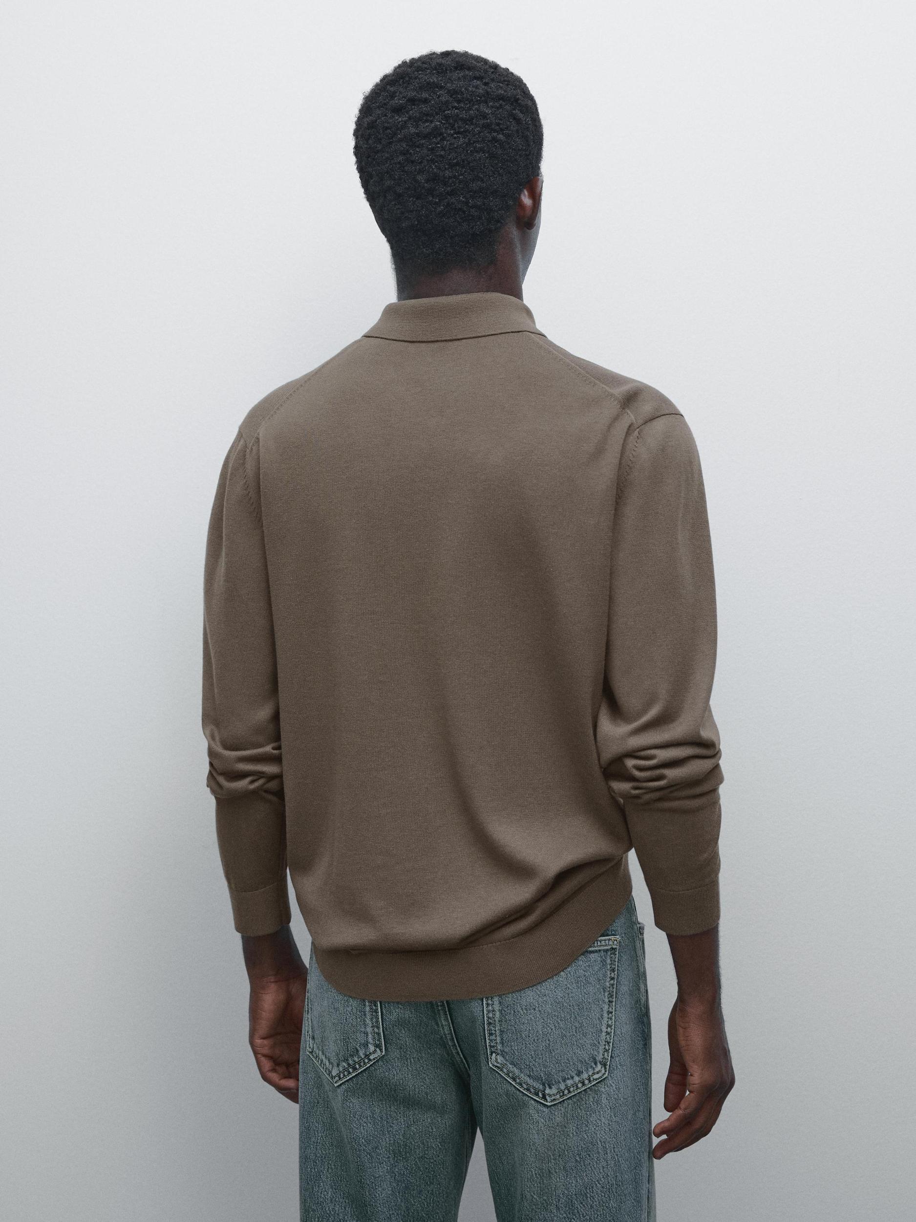 Knit polo sweater with zip Product Image