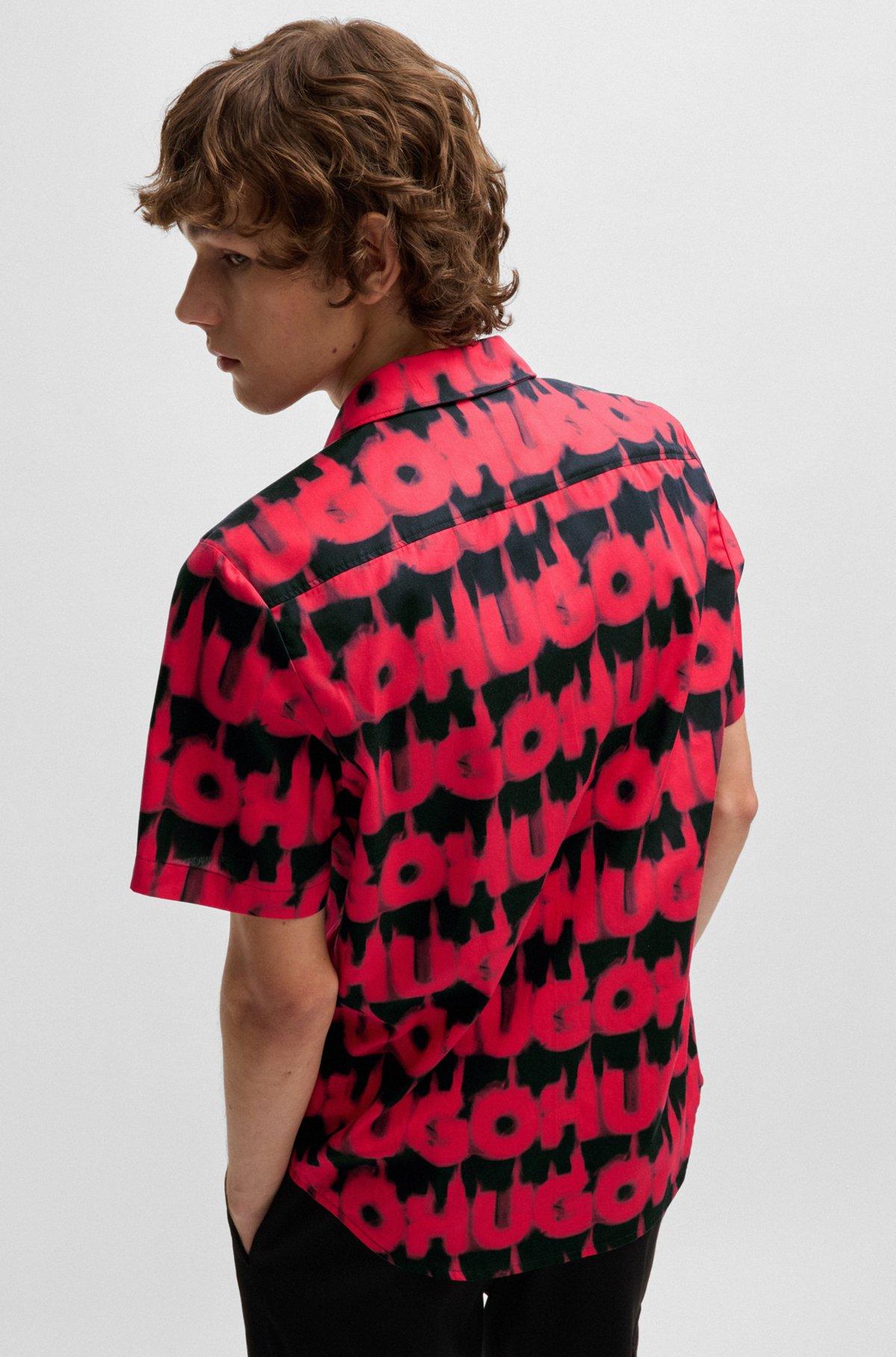 Relaxed-fit shirt in cotton with smoke-logo print Product Image