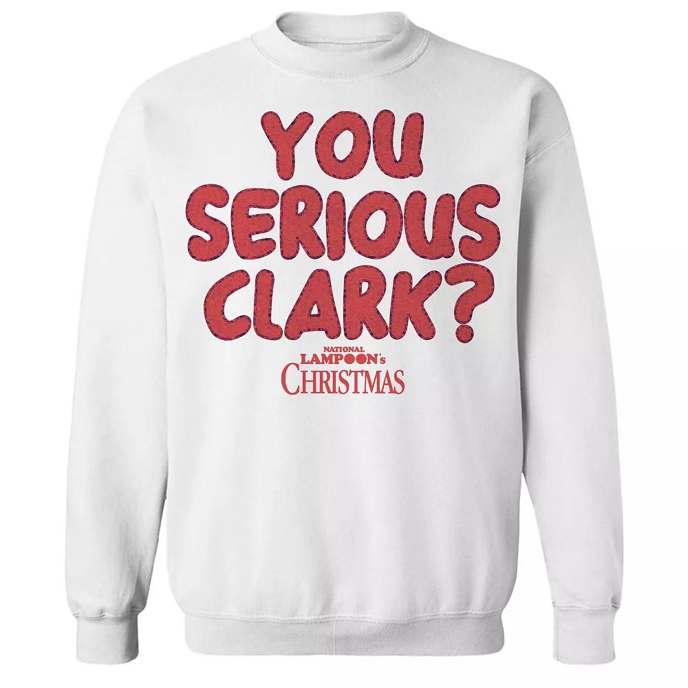 Men's You Serious Clark Red National Lampoon's Christmas Vacation Graphic Fleece Crew Sweatshirt, Size: XXL, White Product Image