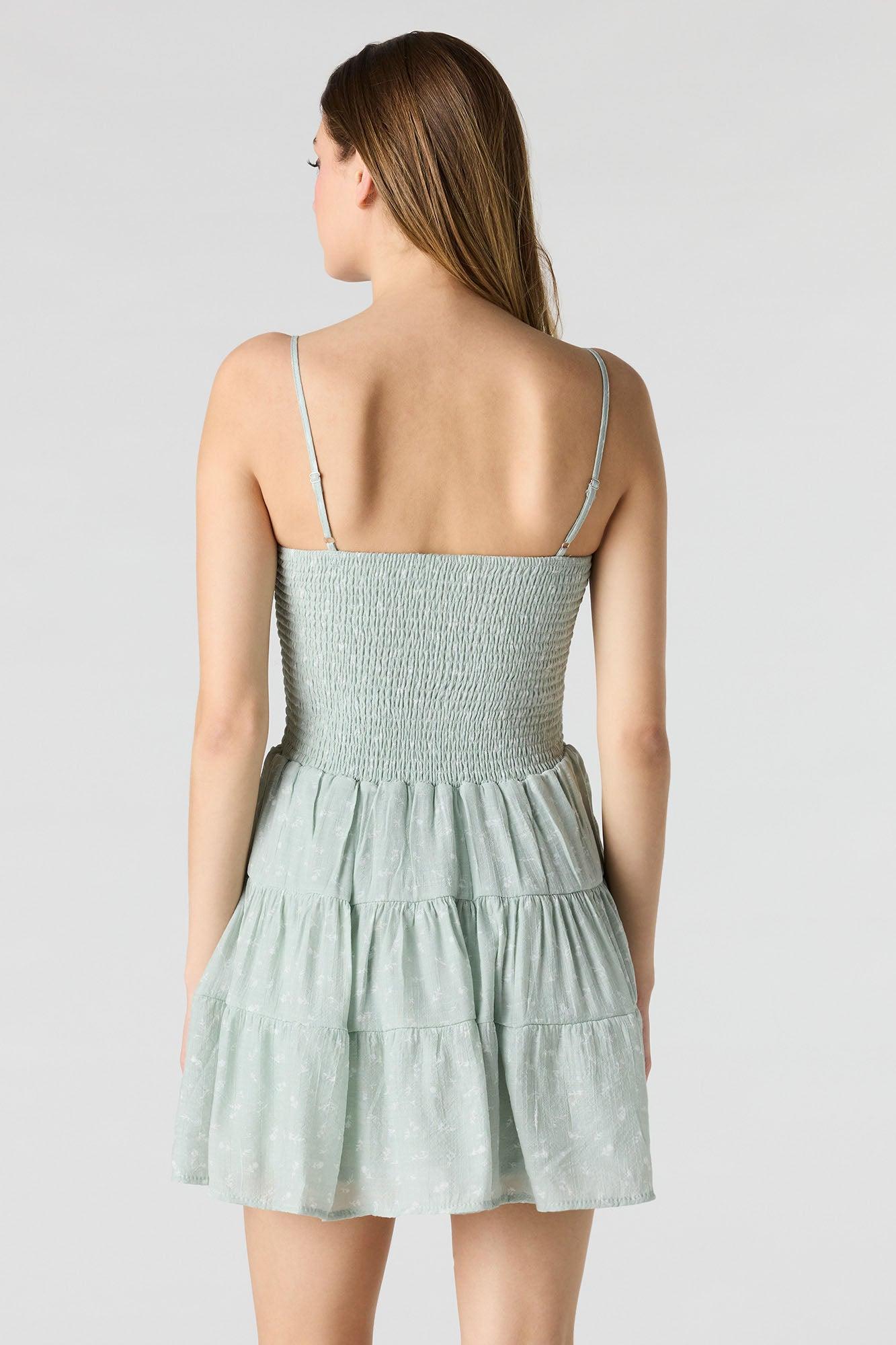 Smocked Tiered Mini Dress Female Product Image