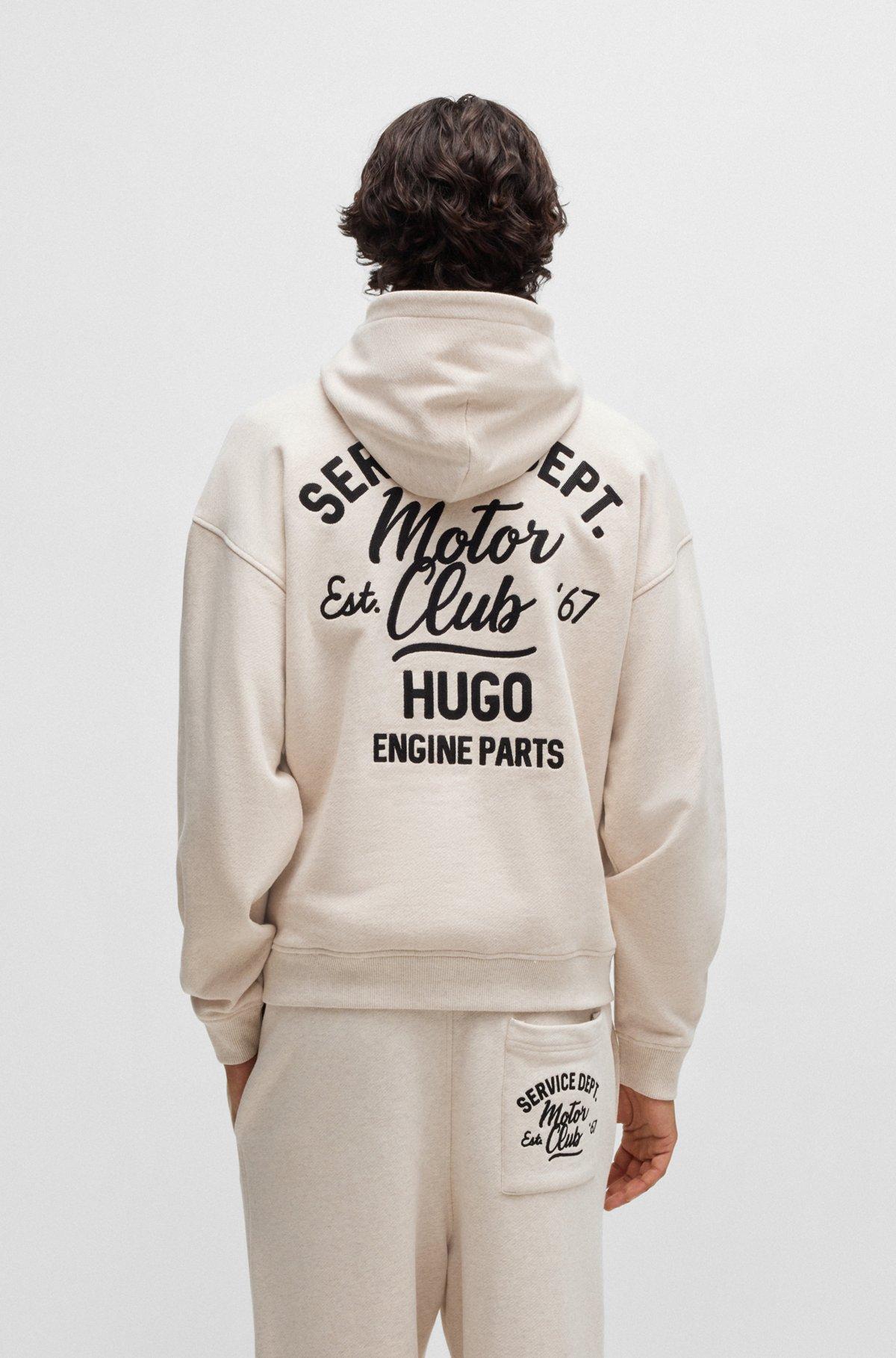 Cotton-terry hoodie with embroidered artwork Product Image